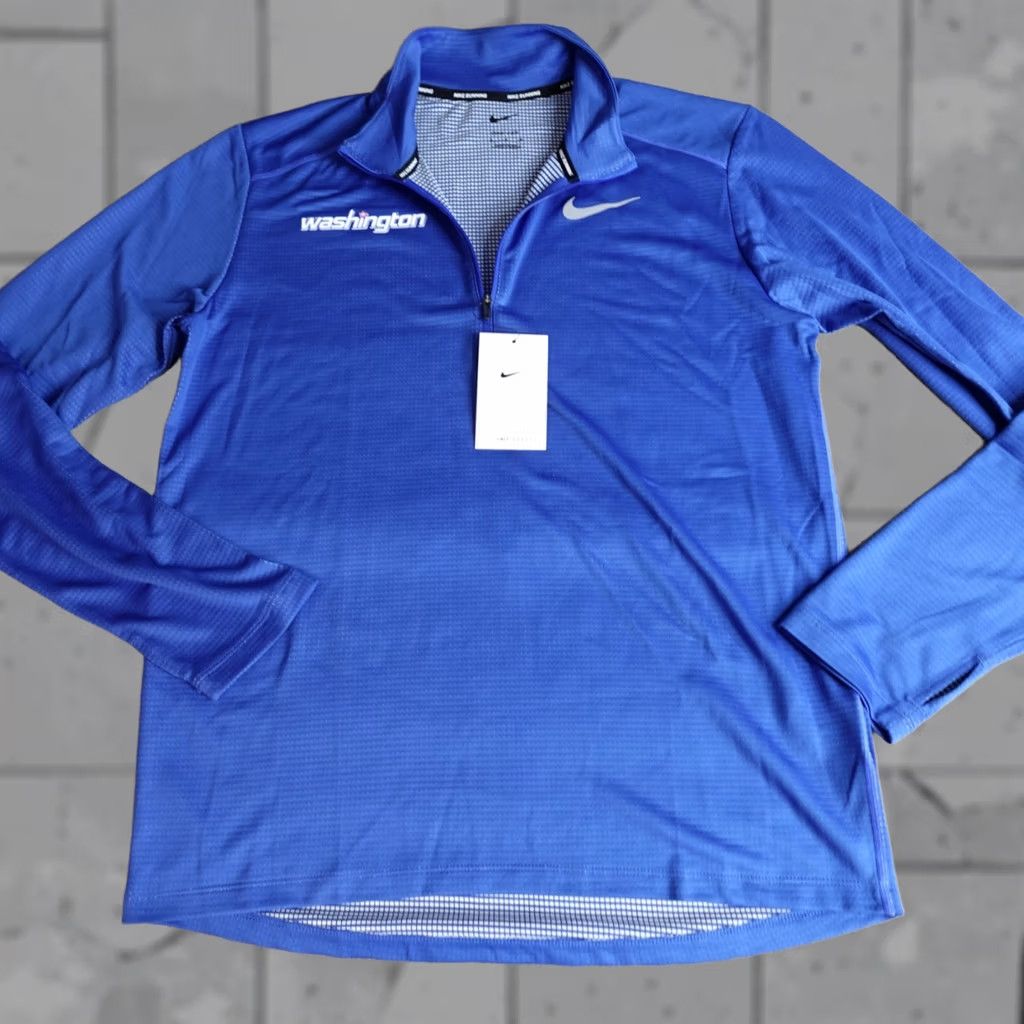 Nike Nike Mens Shirt Medium Blue 1/4 Zip Running Dri-Fit Logo Activewear Regular Pullover Seasonal Sports VG-432 Size US M / EU 48-50 / 2 - 1 Thumbnail