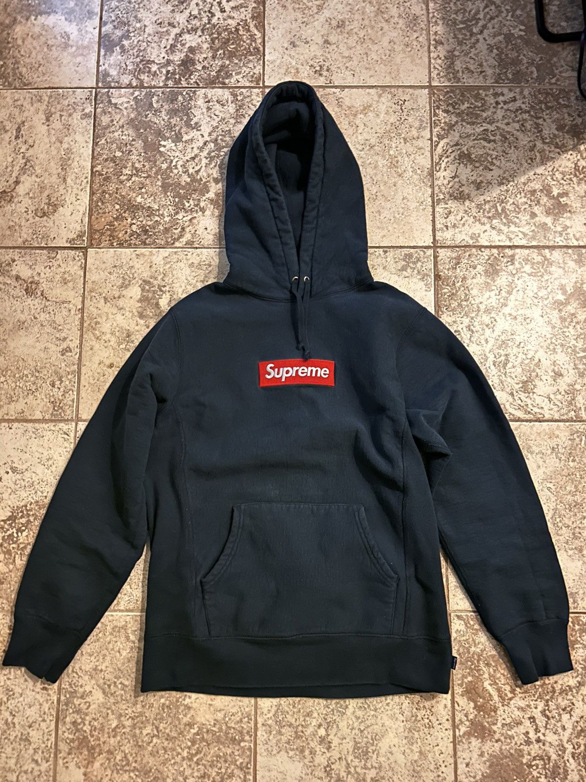 image of Supreme Box Logo Hoodie "navy" Fw16 in Blue, Men's (Size Medium)
