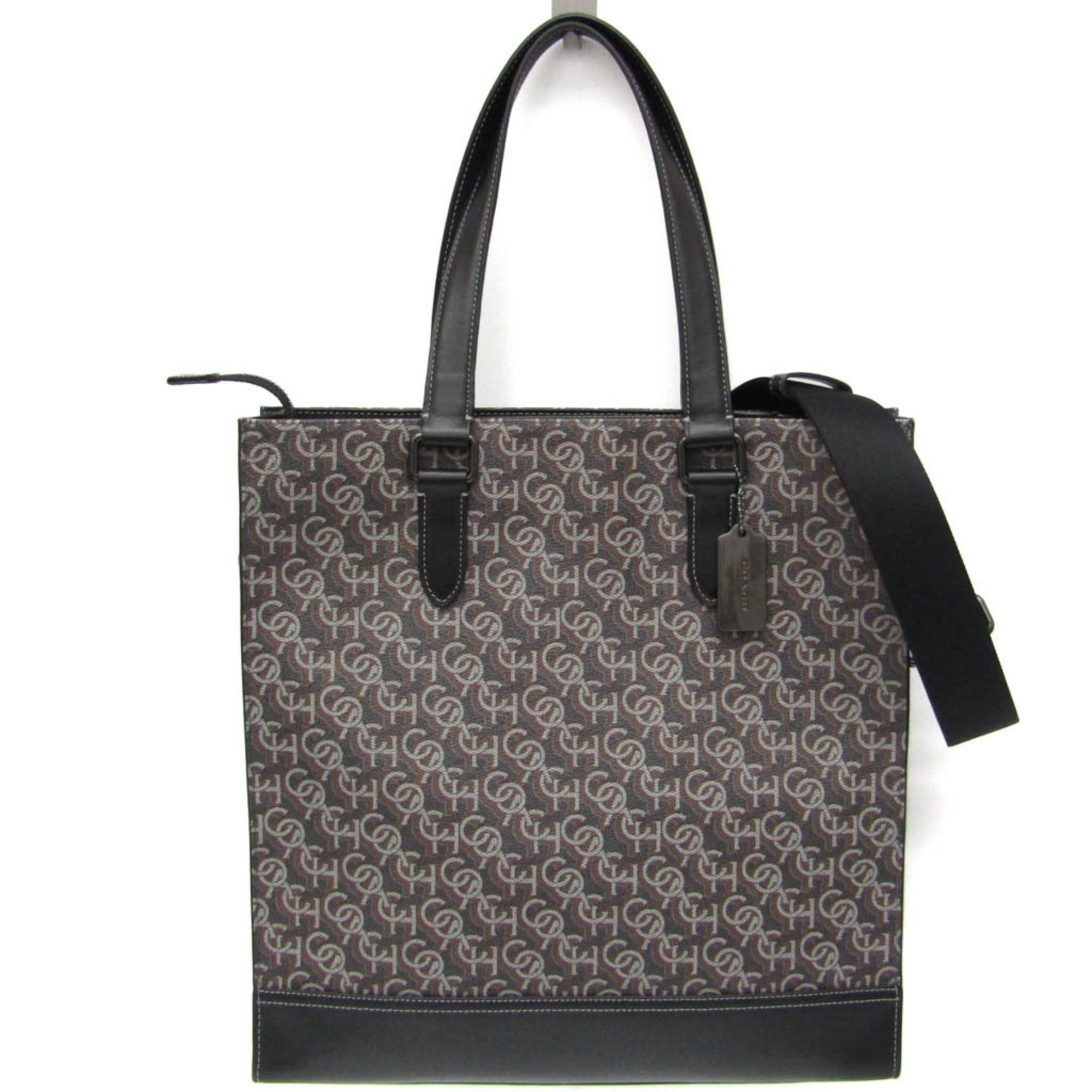 image of Coach Graham Structured Tote Signature Monogram Print Ce749 Men's Coated Canvas,leather Shoulder Ba