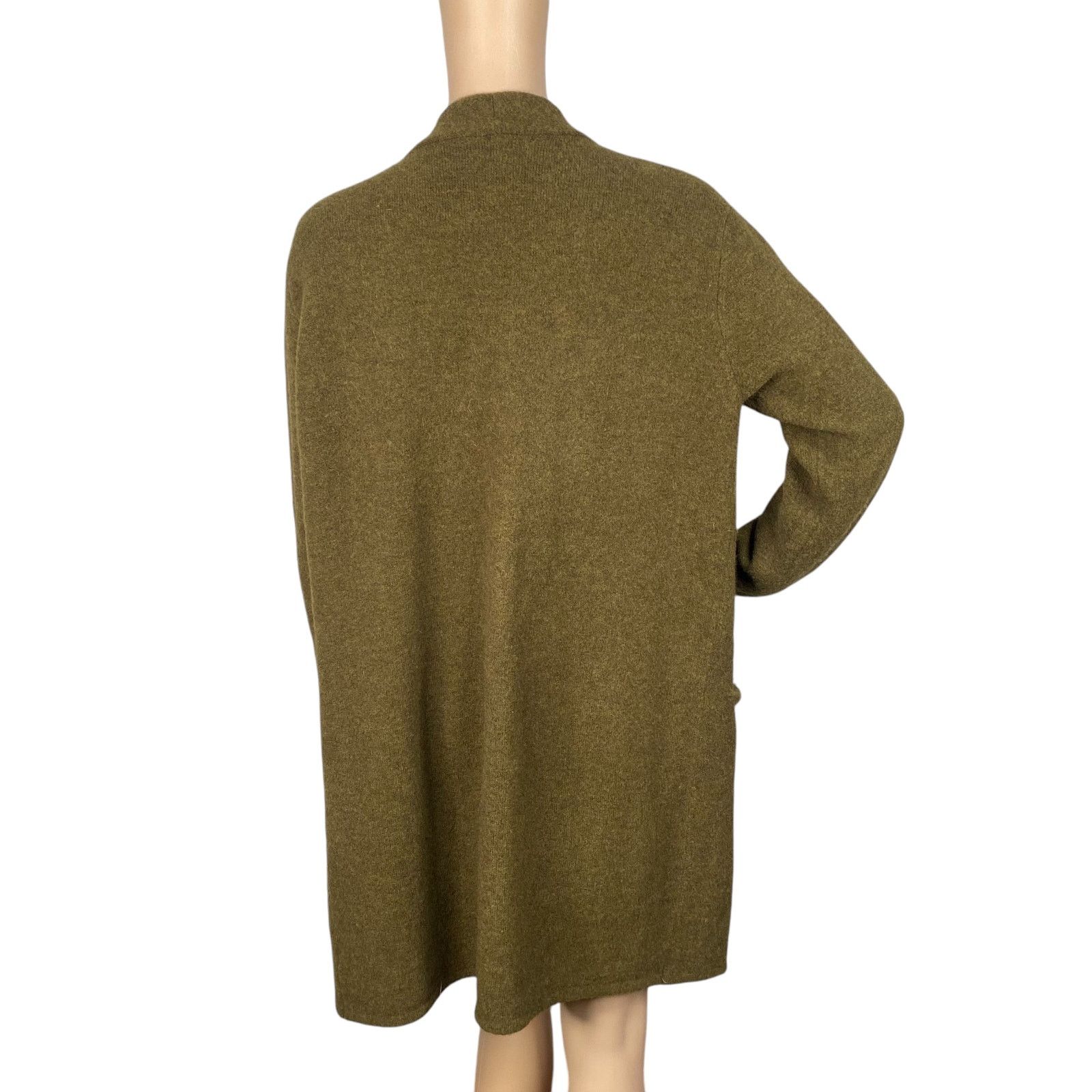 Neiman Marcus Jenni Kayne Merino Wool Yak Olive Green Open Cardigan SZ S Size S / US 4 / IT 40 - 6 Thumbnail