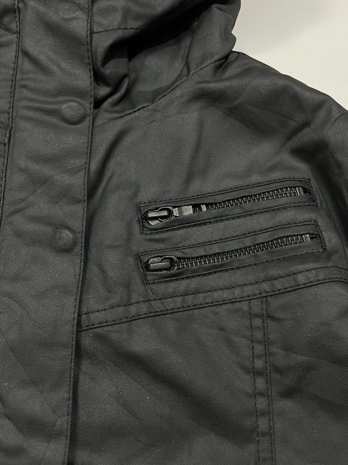 Japanese Brand 2000s Coated Cloth waxed black vkei moto jacket Size US M / EU 48-50 / 2 - 6 Thumbnail