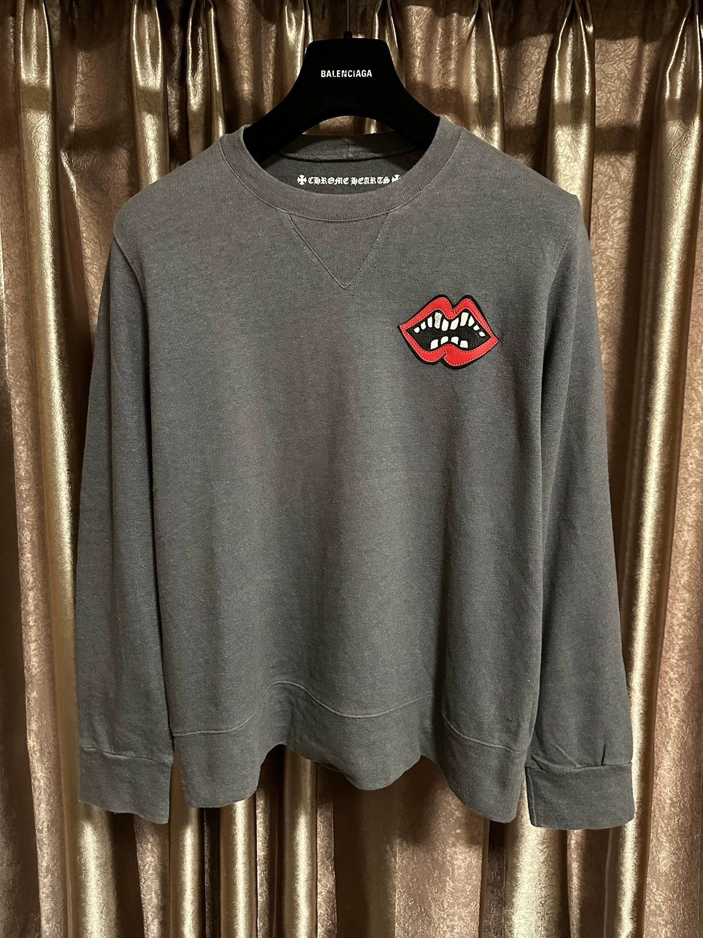 Chrome Hearts Chrome Hearts Leather-Patchwork Long-Sleeve Sweatshirt Size S / US 4 / IT 40 - 1 Thumbnail
