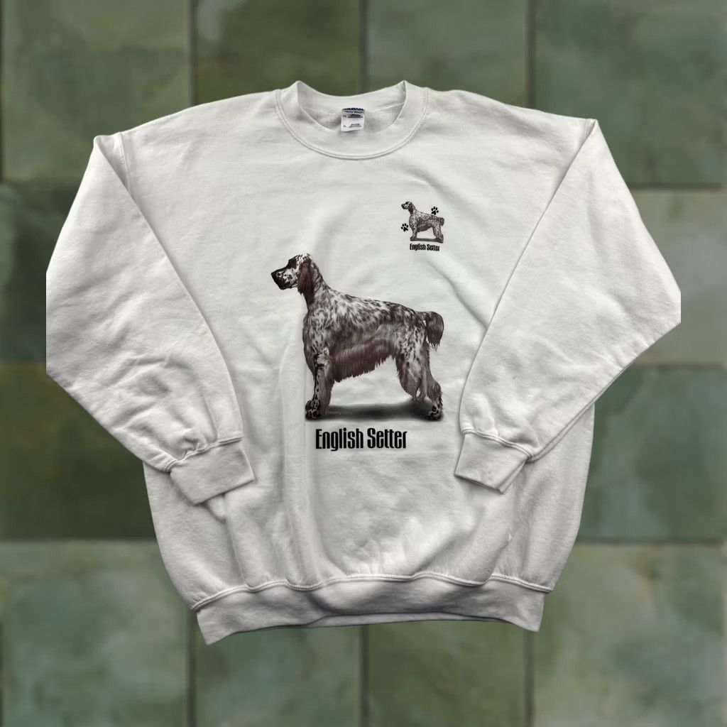 Gildan Gildan Sweatshirt Mens XL White Fleece English Setter Dog Graphic Pullover Size US XL / EU 56 / 4 - 1 Thumbnail