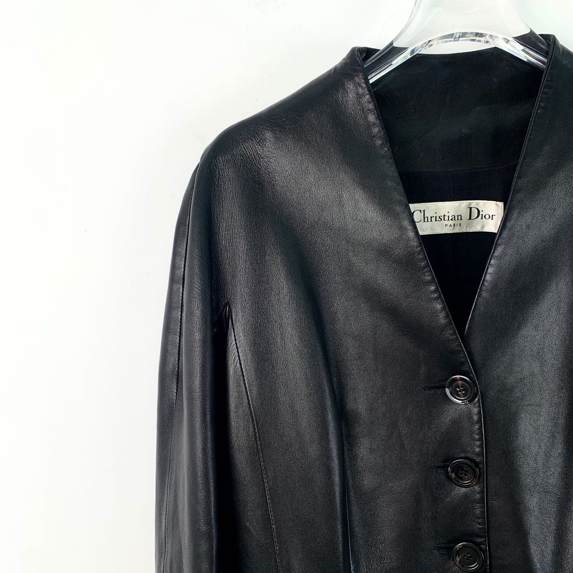 Dior Christian Dior Black Lambskin Single-Breasted Long-Sleeve Be Size M / US 6-8 / IT 42-44 - 7 Thumbnail