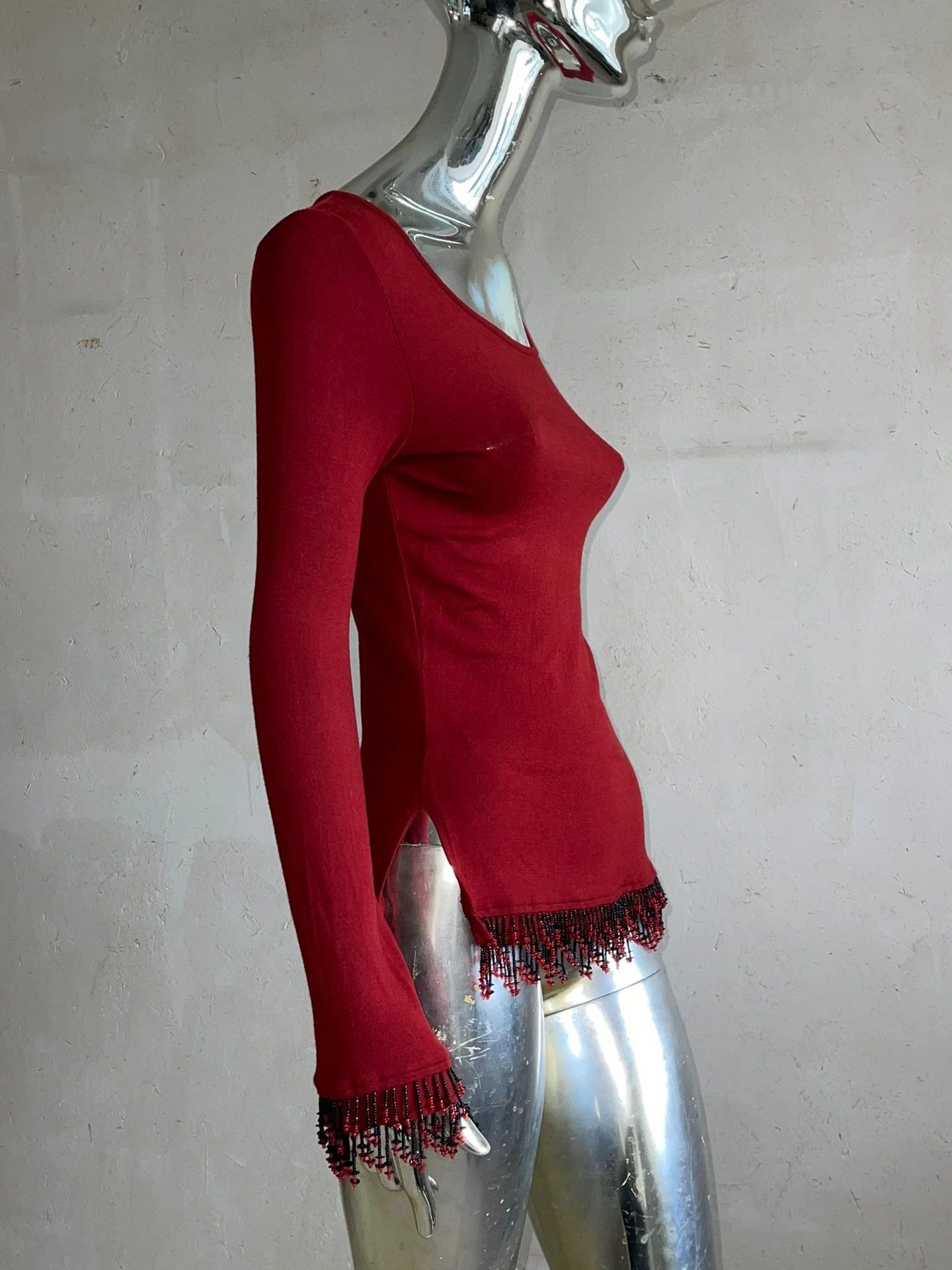Jean Paul Gaultier Jean Paul Gaultier Blood Red Irregular Beaded Top Size S / US 4 / IT 40 - 3 Thumbnail