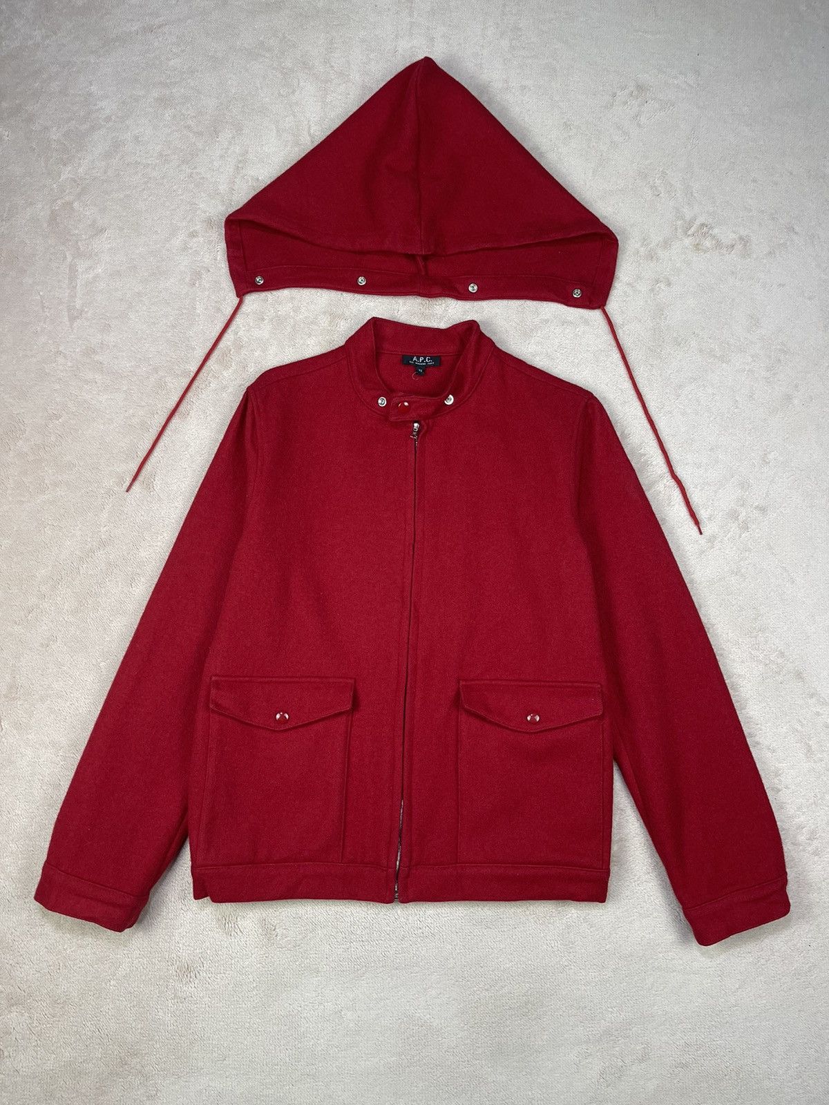 A.P.C. Vintage APC Detachable Hoodie Red Wool Jacket Size US XS / EU 42 / 0 - 1 Thumbnail