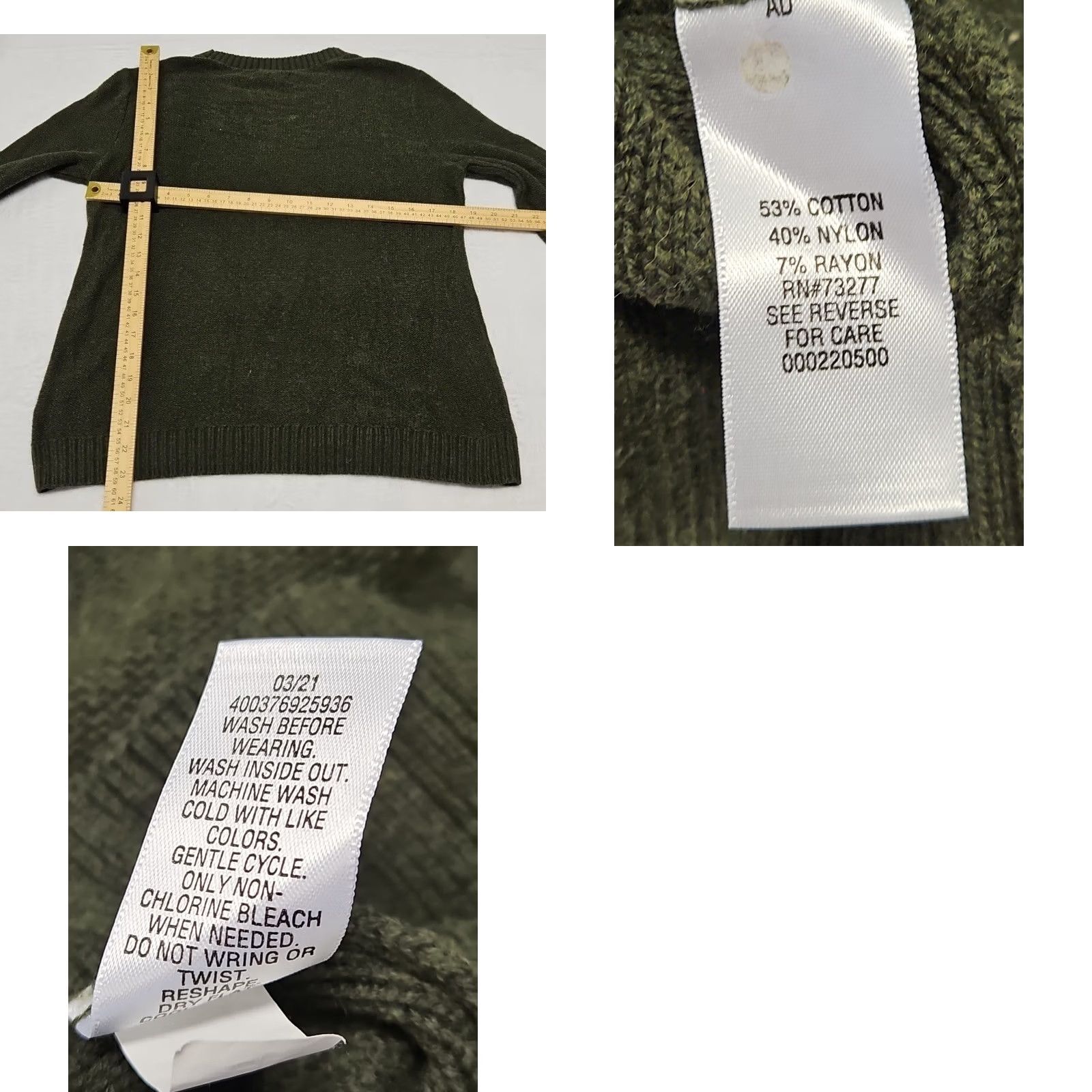 Croft & Barrow Croft & Barrow Pullover Sweater Green Long Sleeve Women’s Petite PL Cable-Knit, Cotton-Acrylic, Regular Fit Size L / US 10 / IT 46 - 8 Thumbnail