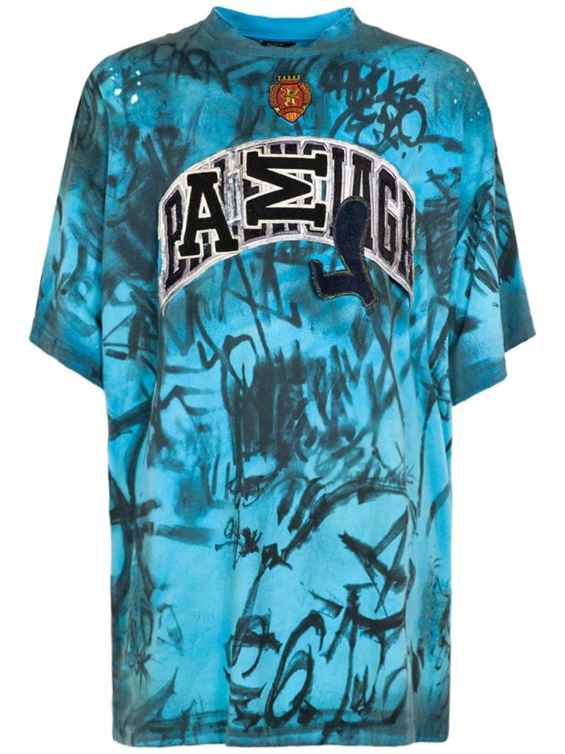 Skater Graffiti-Print T-Shirt in blue