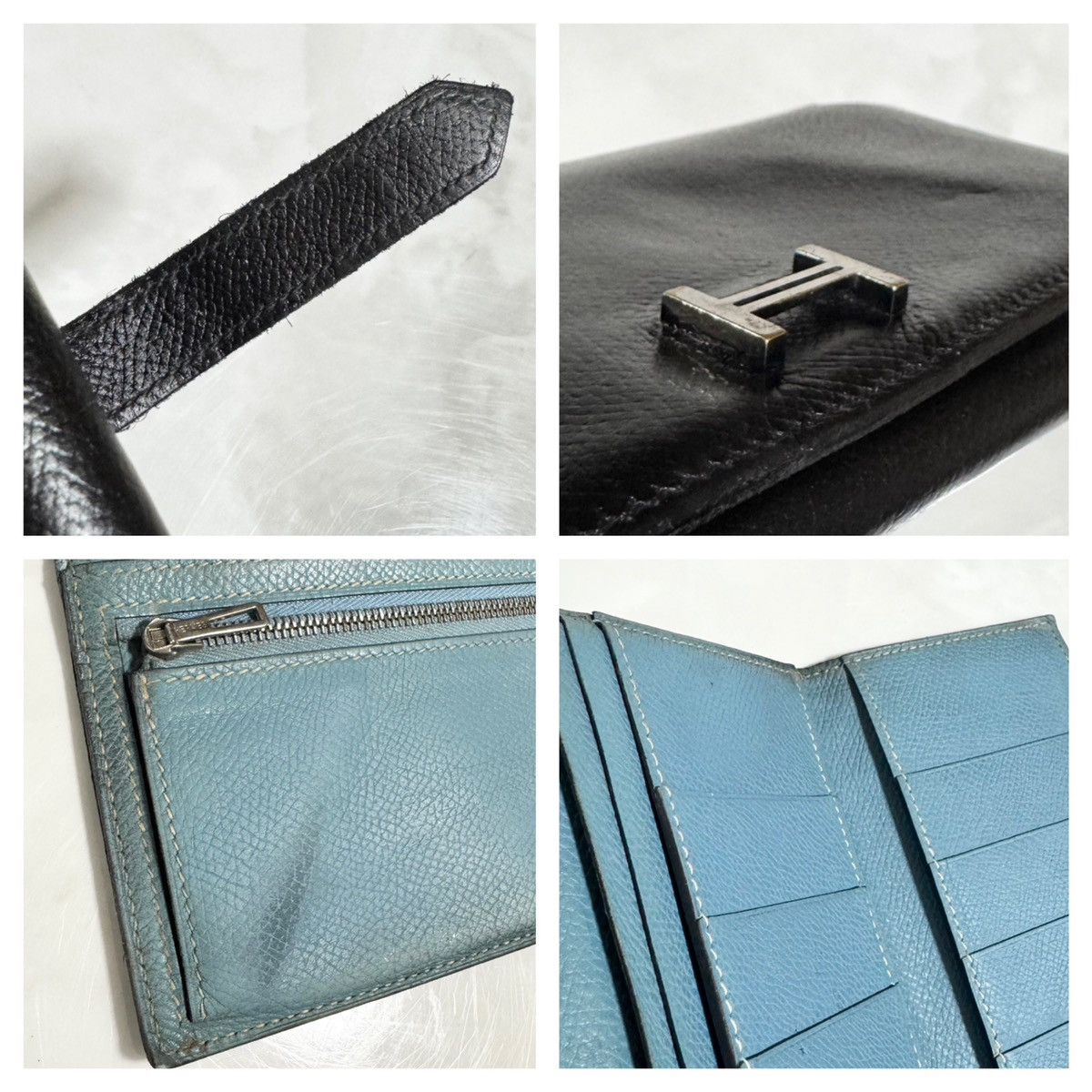 Hermes Hermes Bearn □J stamp 10 card pockets Tri-fold long wallet Size ONE SIZE - 3 Thumbnail