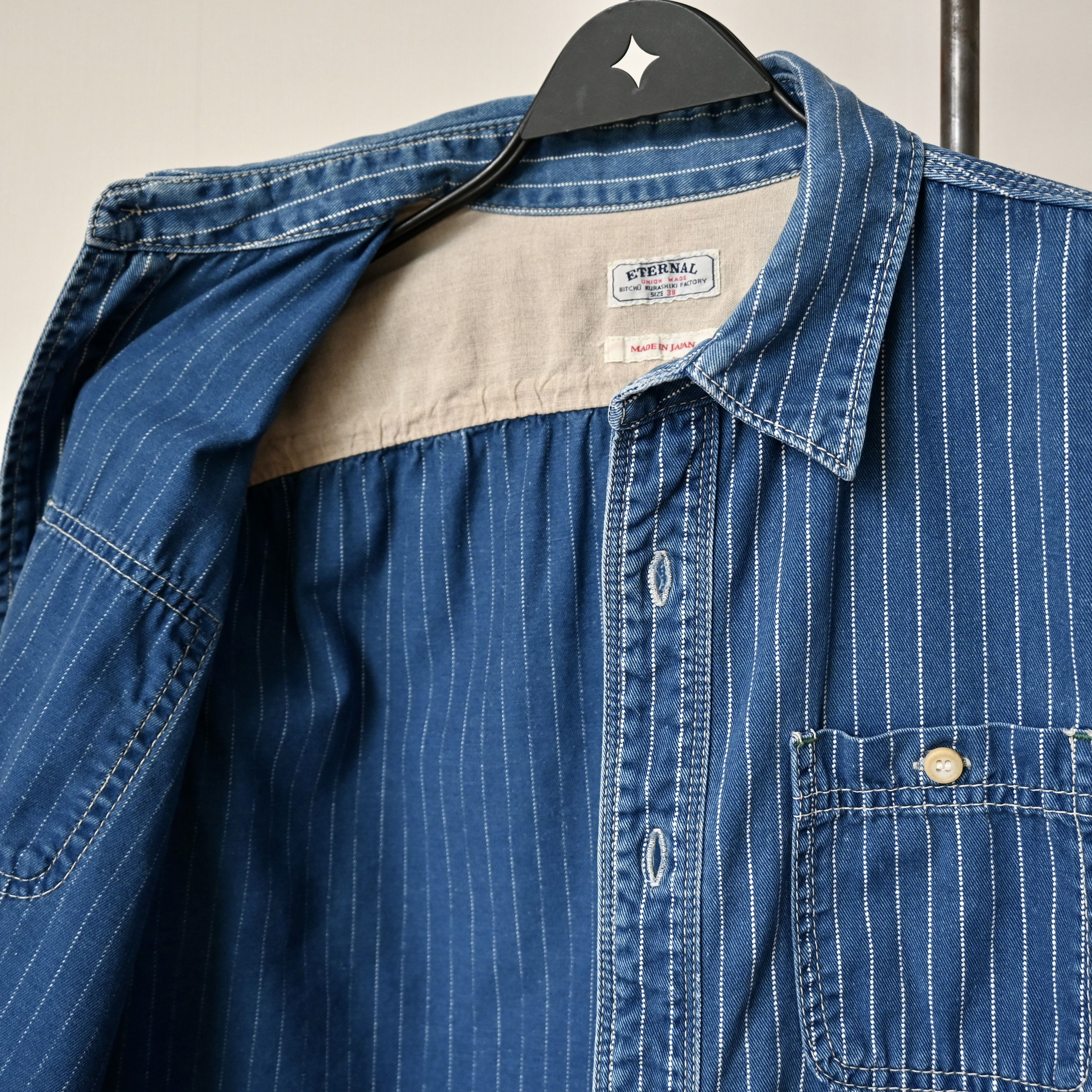 Eternal 2000s ETERNAL Wabash pin dot stripe indigo work shirt Size US S / EU 44-46 / 1 - 10 Thumbnail