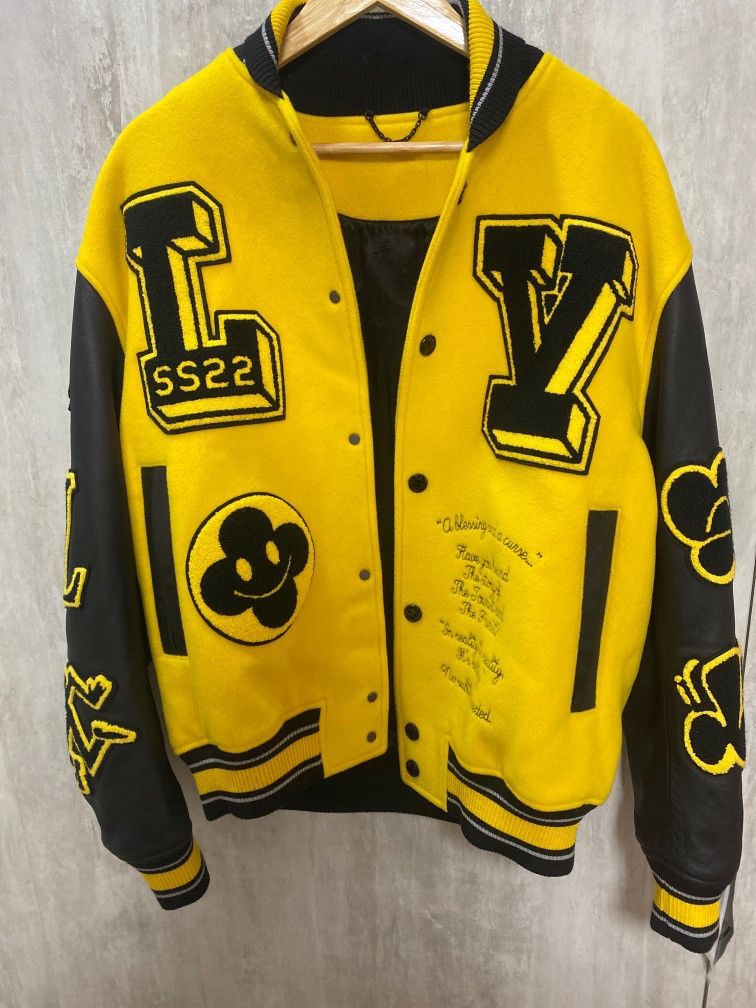 image of Louis Vuitton Yellow Panther Leather Jacket, Men's (Size Medium)
