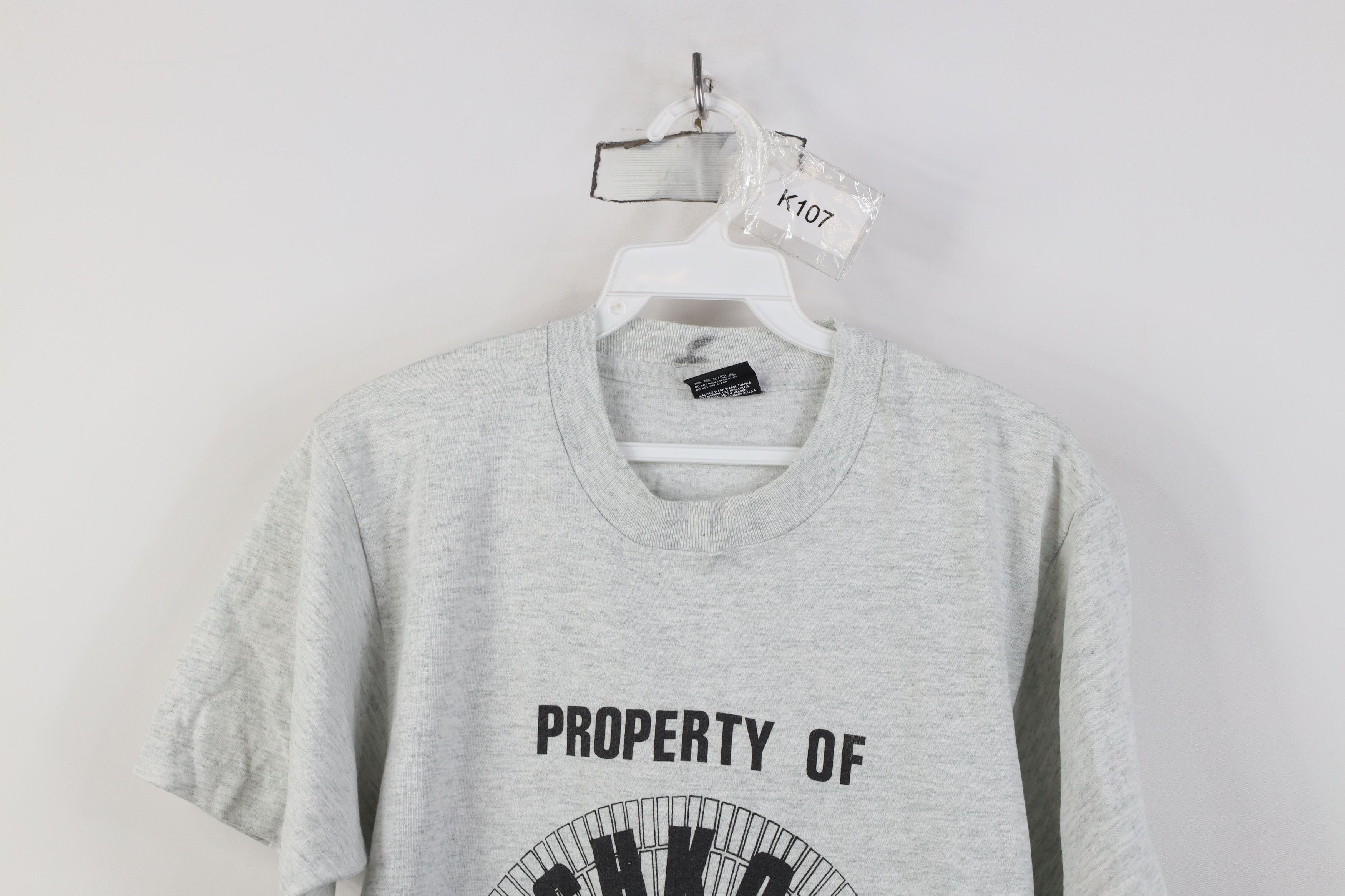 Vintage Vintage 90s Property of OshKosh Prison T-Shirt Gray USA Size US M / EU 48-50 / 2 - 2 Thumbnail