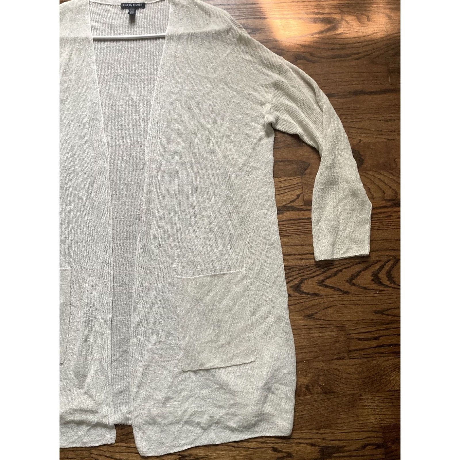 Eileen Fisher Eileen Fisher Cardigan Shirt Womens Small Open Front Italian Yarn Knit Ivory White Long Sleeve Knit Open Front Open Knit Boho Size S / US 4 / IT 40 - 6 Thumbnail