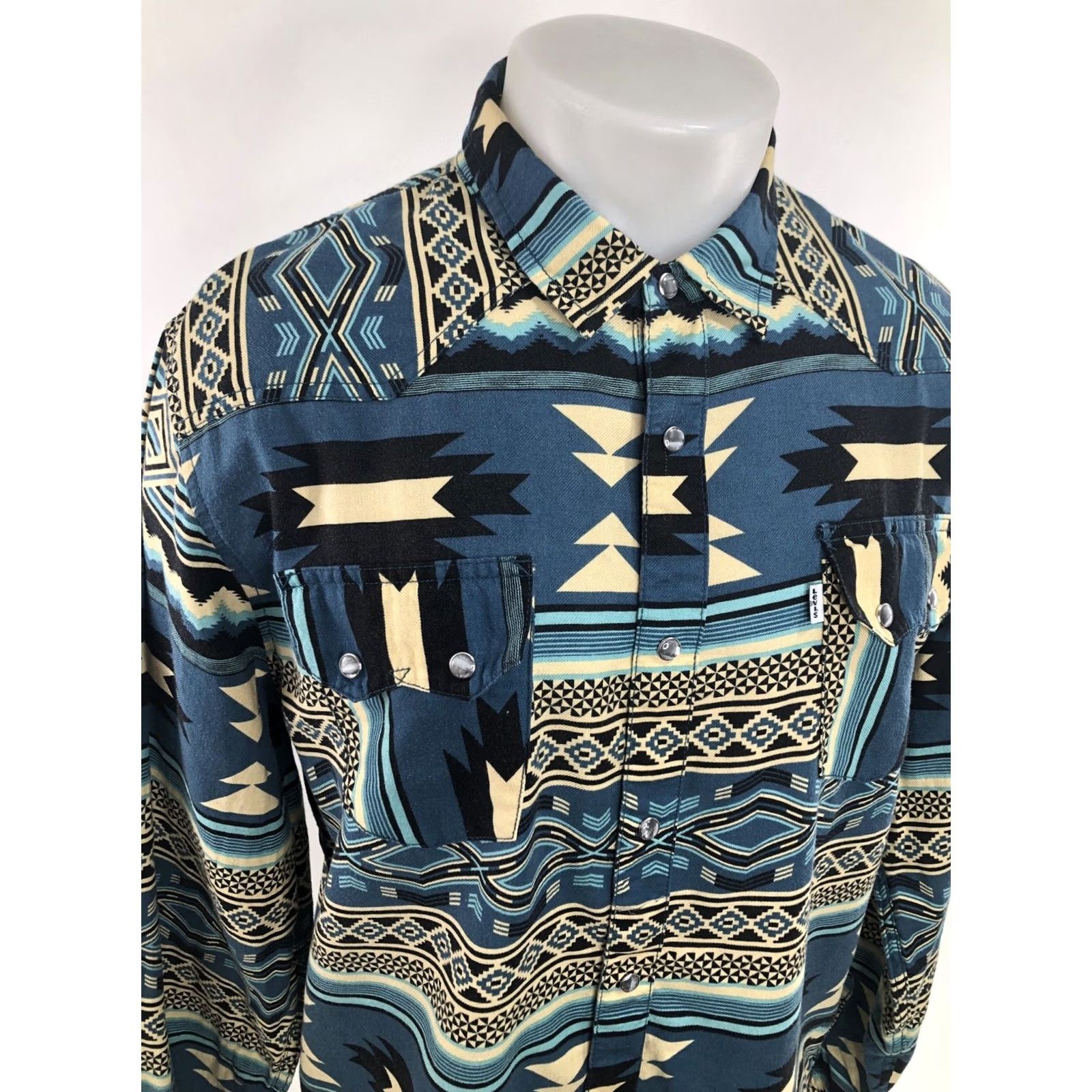 Levi's LEVI STRAUSS Western Shirt Mens L Multicolor PEARL SNAP SAWTOOTH AZTEC SOUTHWEST Size US L / EU 52-54 / 3 - 2 Thumbnail