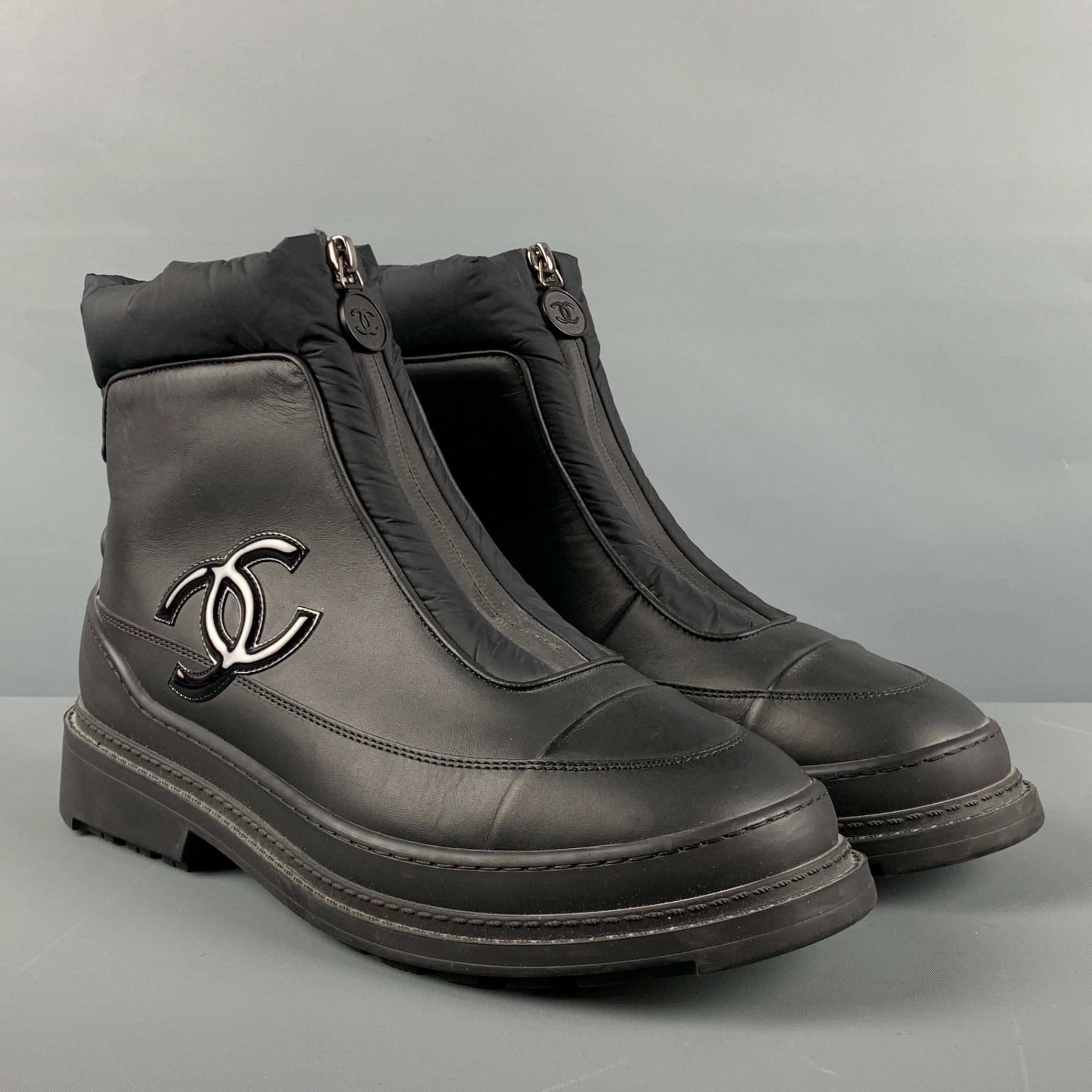 image of Chanel Black Nylon Quilted Boots, Women's (Size 11)