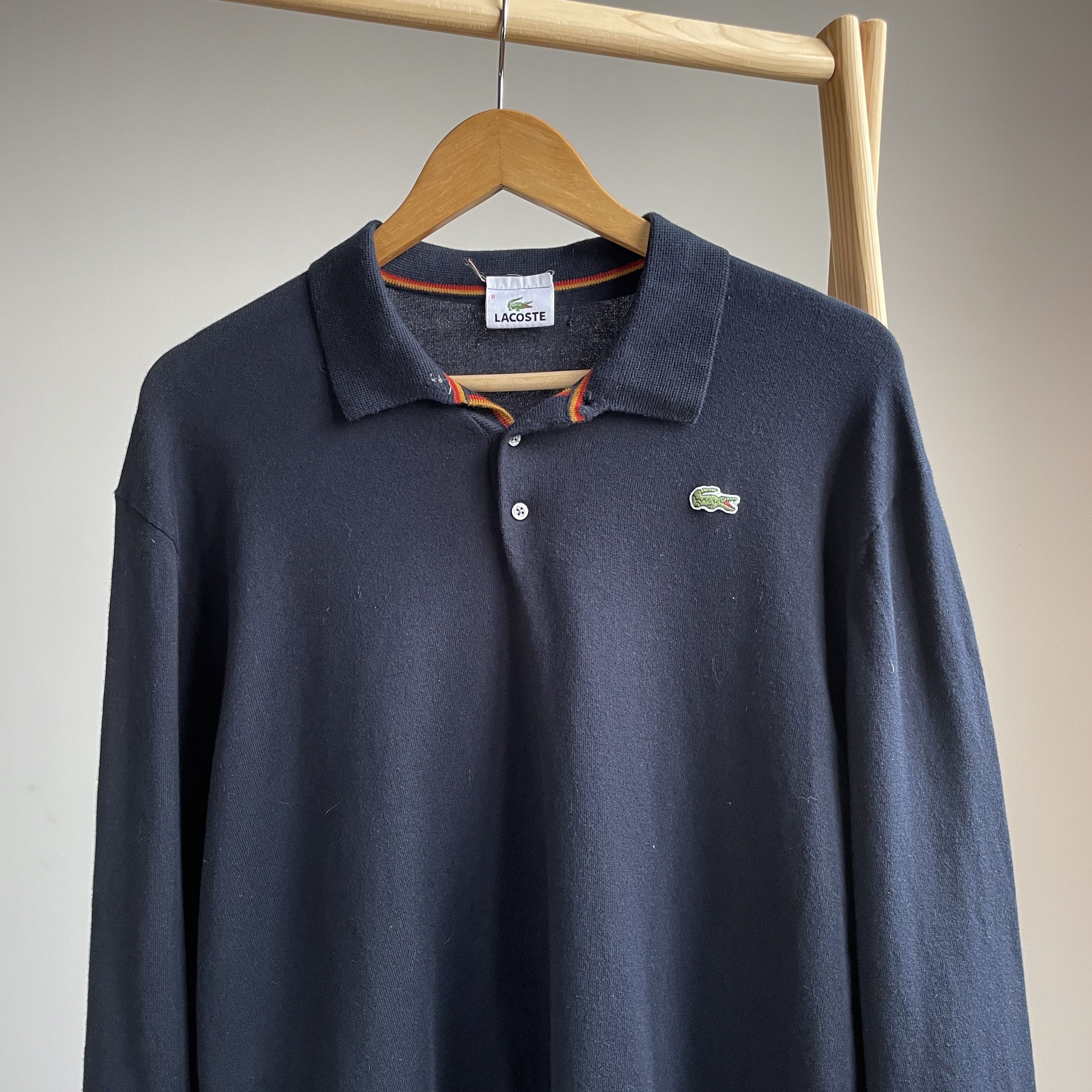 Lacoste Lacoste Vintage Knitted Collared Sweater Size 6 Size US XL / EU 56 / 4 - 3 Thumbnail