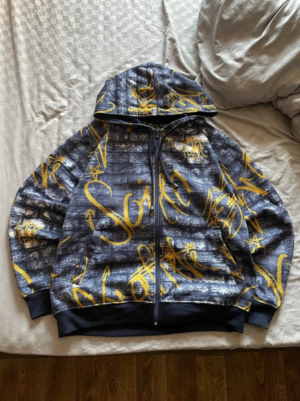 Rap Tees Crazy y2k Raw Blue Vintage Rap Full Zip Over Print Hoodie Size US M / EU 48-50 / 2 - 2 Thumbnail