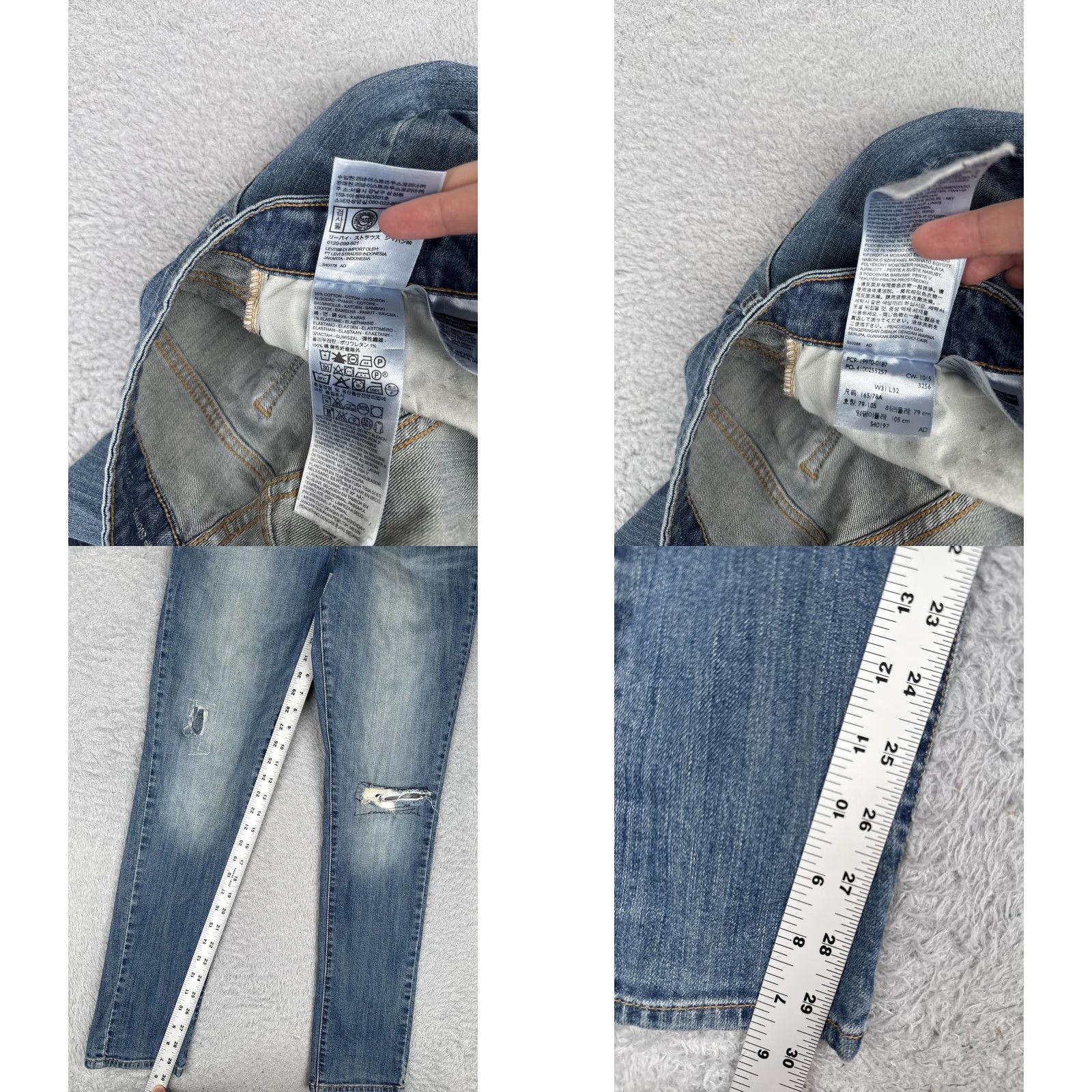 Levi's Levis Jeans Womens Slim Skinny High Rise Distressed Stretch Blue 31x32 Denim Size 24" / US 00 / IT 34 - 8 Thumbnail