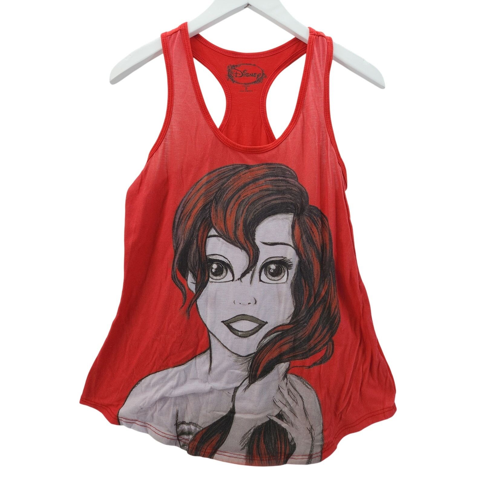 Disney Women's Small Red Disney Princess Clingy Tank Top Ariel Size S / US 4 / IT 40 - 1 Thumbnail