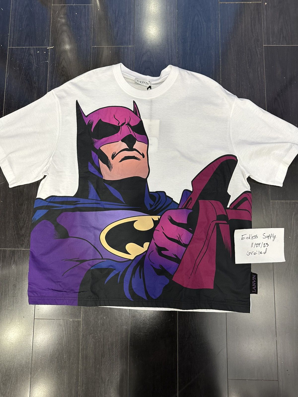 image of Dc Comics x Lanvin Oversized Graphic Batman T Shirt in White, Men's (Size XL)