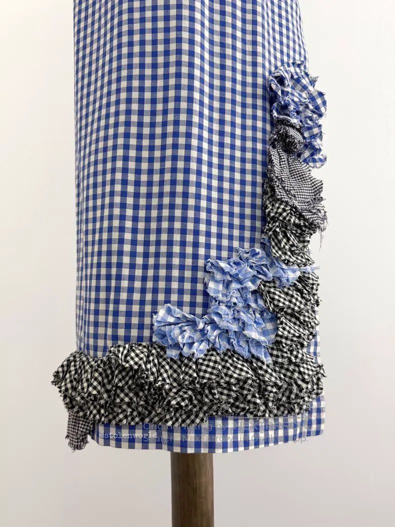 Comme des Garcons Comme Des Garcons size F Blue and White Plaid Flower Folded Size 22" - 5 Thumbnail