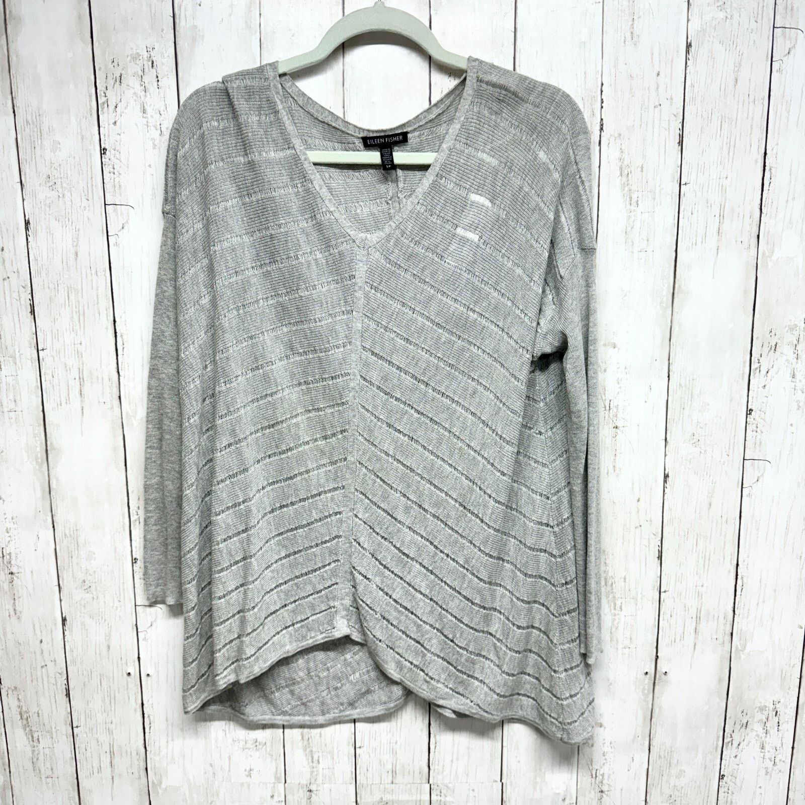 Eileen Fisher Eileen Fisher Sweater Small V Neck Long Sleeve Textured Grey Size S / US 4 / IT 40 - 1 Thumbnail