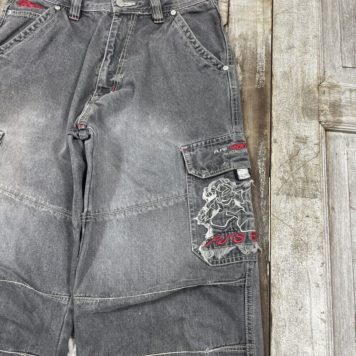 Japanese Brand × Vintage Vintage PJS Surf Cargo Grey Baggy Pants Size US 30 / EU 46 - 5 Thumbnail