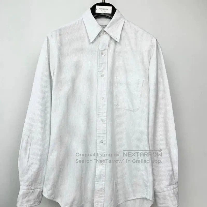 Thom Browne Thom Browne Striped White Long Sleeve Shirt . Size US M / EU 48-50 / 2 - 1 Thumbnail