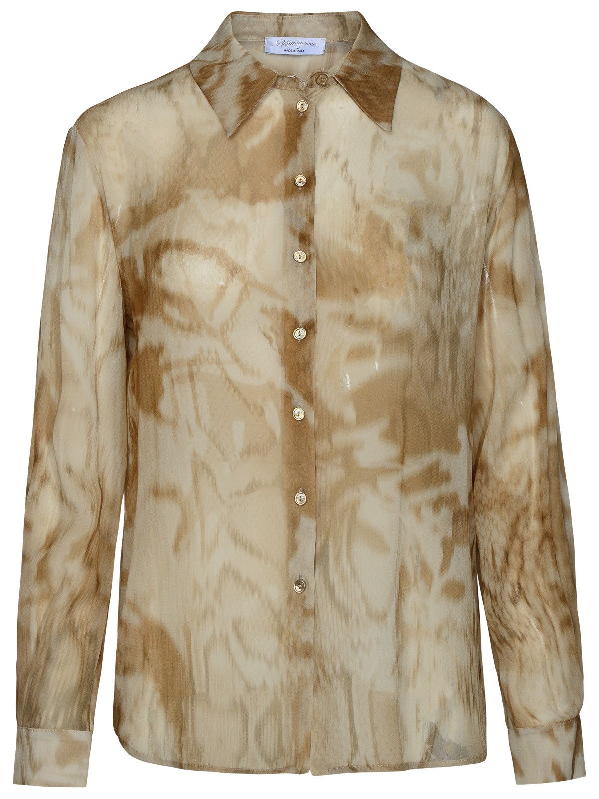 image of Blumarine Two-Tone Viscose Shirt in Beige, Women's (Size Medium)