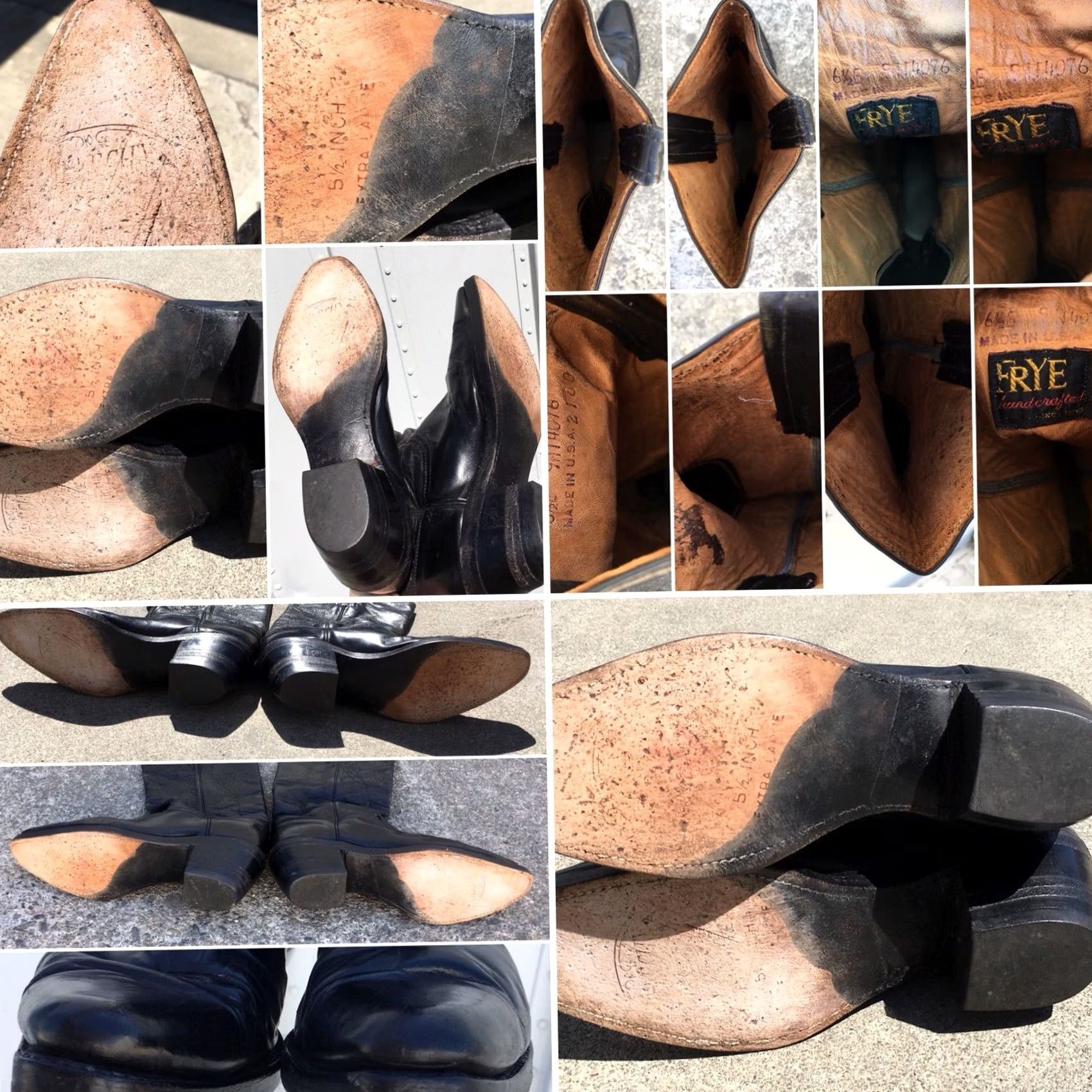 Frye VINTAGE Frye Boots Western Cowboy Leather Made In USA 6 1/2 E 9M14076 Black Mens Women’s Size US 7 / EU 40 - 7 Thumbnail
