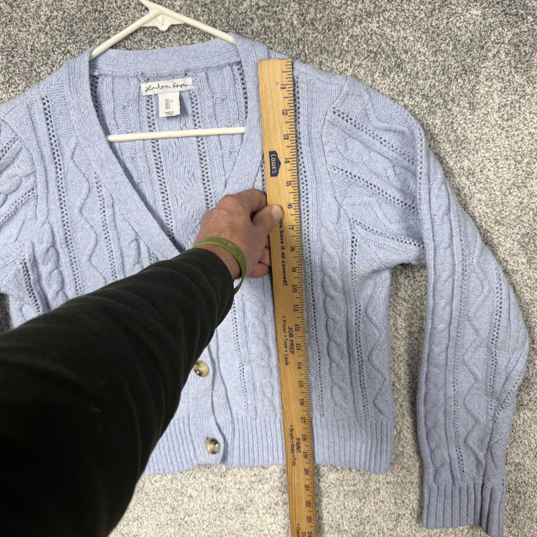 Vintage London Kaye Cardigan Sweater Womens L Blue Cable Knit Button Classic Cozy Preppy Size L / US 10 / IT 46 - 2 Thumbnail