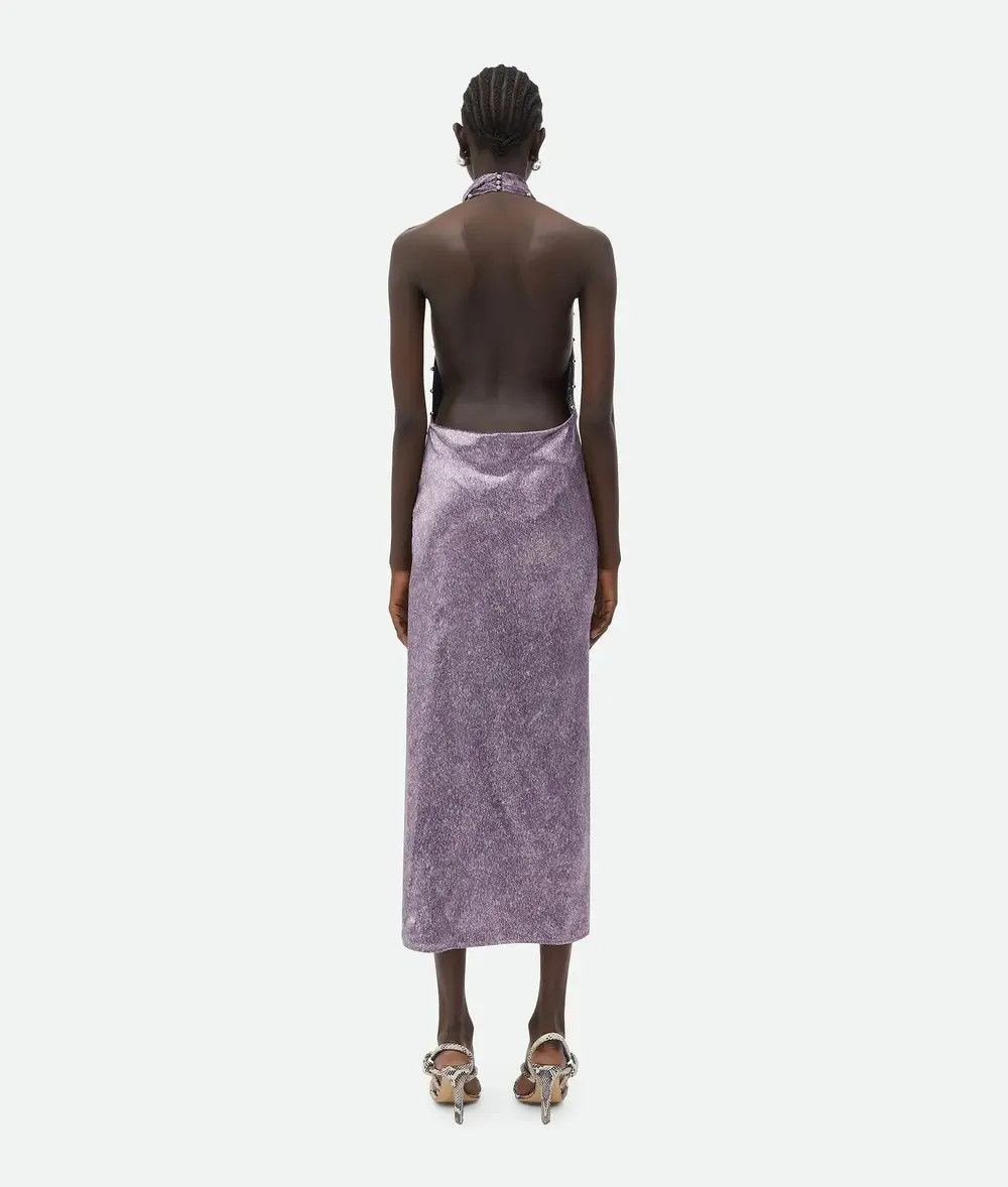 Bottega Veneta o1n1vont0925 Beaded Cupro Midi Dress in Lilac Size XXS / US 00 / IT 34 - 3 Thumbnail