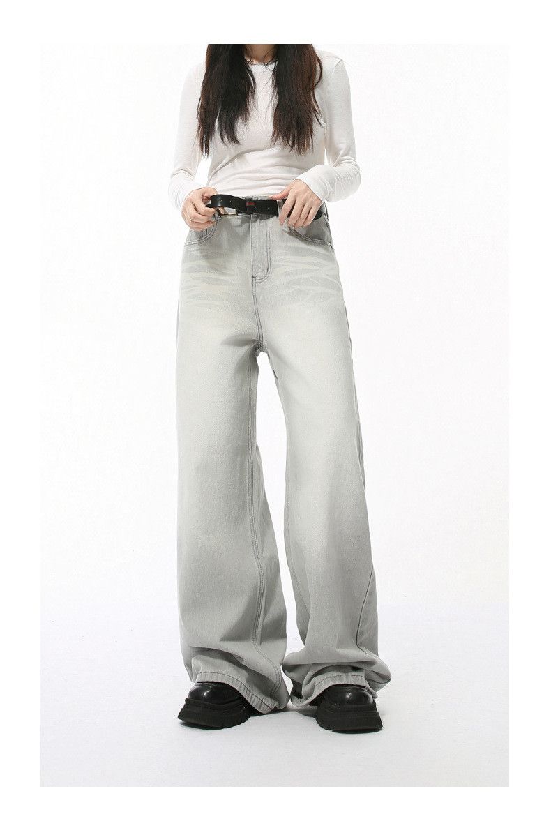 Japanese Brand × Jean Street retro washed light gray straight wide-leg jeans Size US 32 / EU 48 - 3 Thumbnail