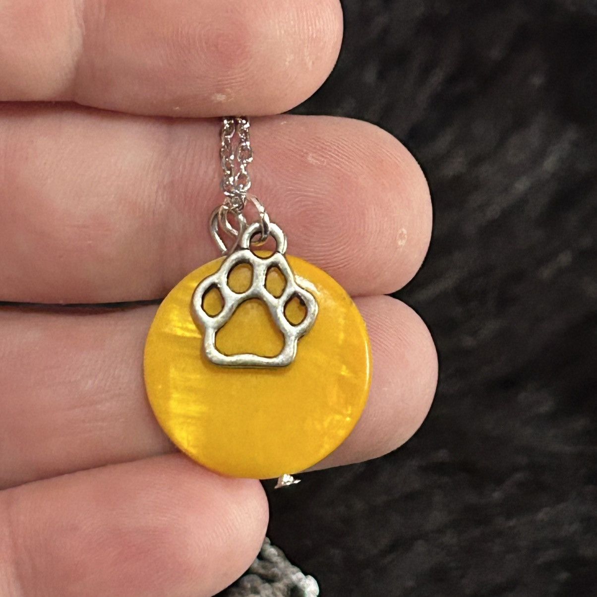 Handmade Handcrafted mustard yellow mother of pearl paw necklace Size ONE SIZE - 4 Thumbnail