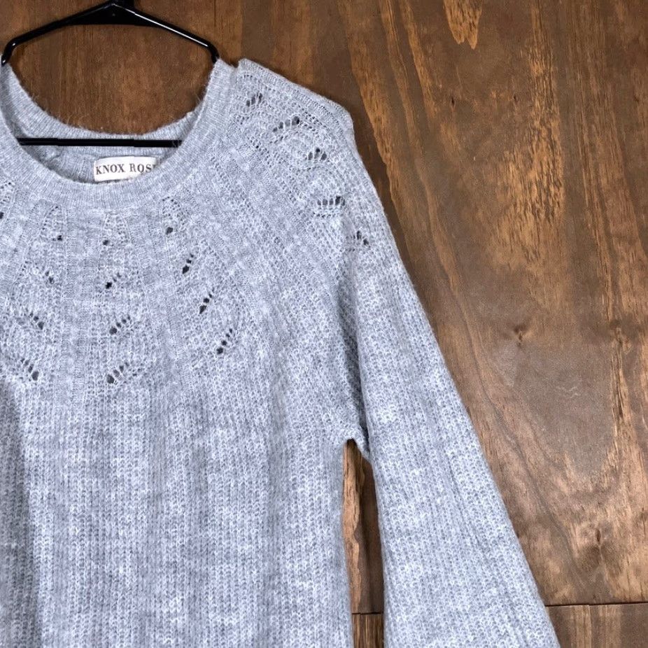 Vintage Knox Rose Womens Sweater Gray Scoop Neck Long Sleeve Open Knit Stretch Large Size L / US 10 / IT 46 - 5 Thumbnail