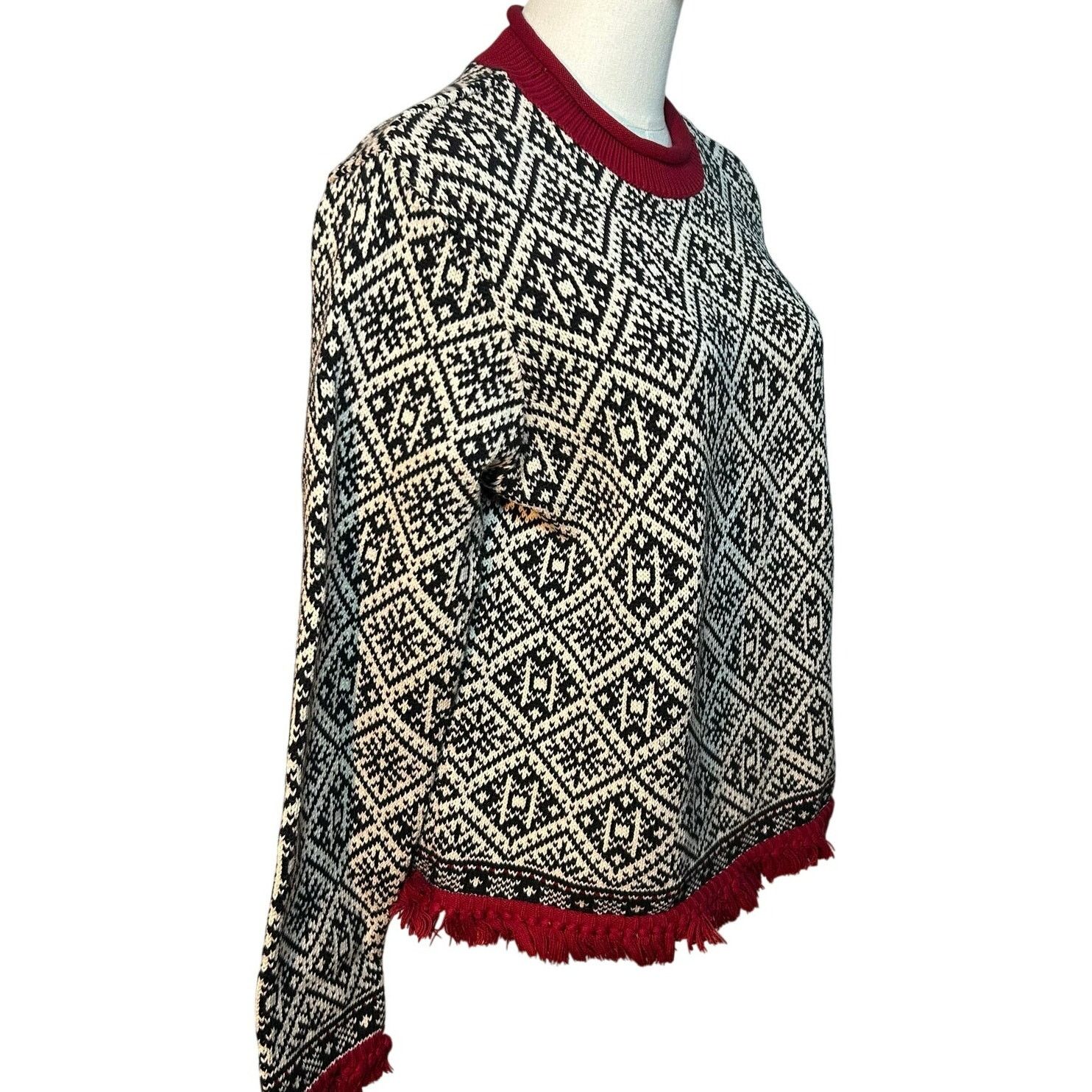 Talbots VTG 90s Talbots Large Winter Chalet Snowflake Fringe Sweater Size L / US 10 / IT 46 - 11 Thumbnail