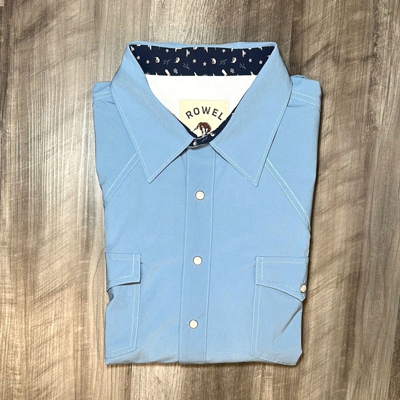 Vintage Rowel Western Long Sleeve Pearl Snap Shirt 2XL Mens Blue Size US XXL / EU 58 / 5 - 2 Thumbnail