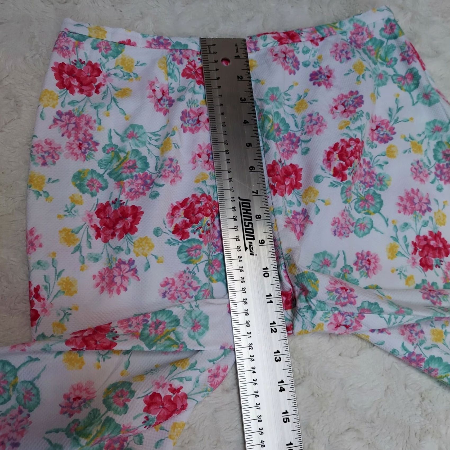Laura Ashley Laura Ashley Womens Cotton Multicolor Floral High Rise Cropped Pants Size 10 Size 32" / US 10 / IT 46 - 6 Thumbnail