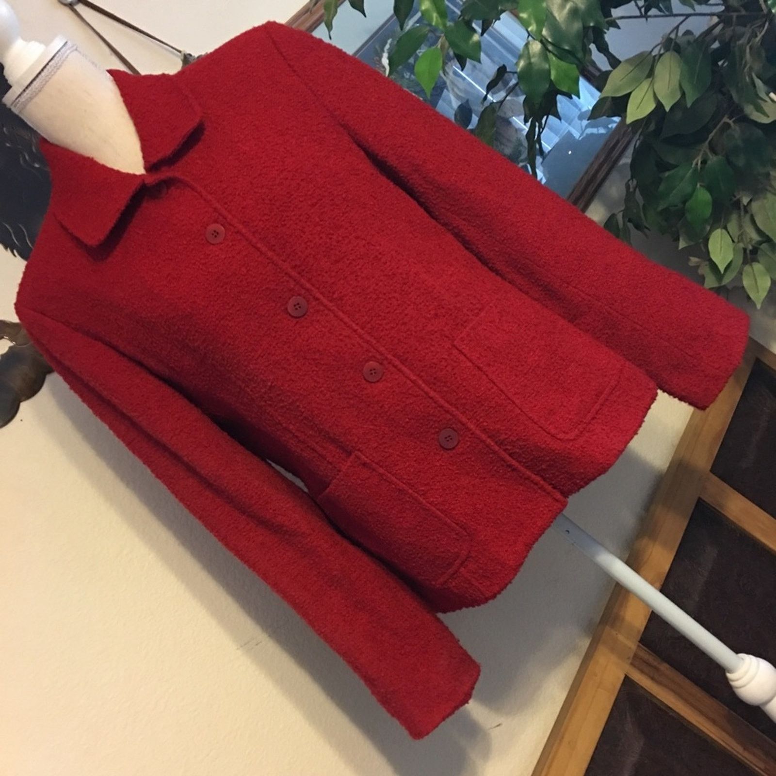 Designer Charter Club red textured wool blend jacket 10 Size L / US 10 / IT 46 - 2 Thumbnail