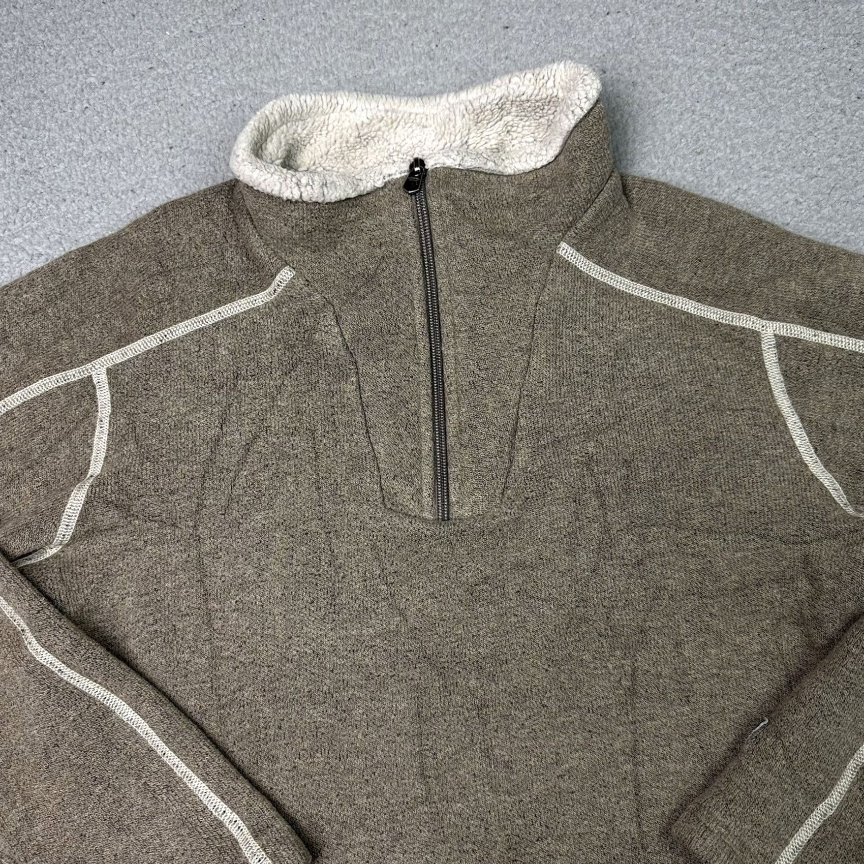 Vintage Kuhl Jacket Mens M 1/4 Zip Fleece Brown Alfpaca Outdoor Hiking Wool? (recheck) Size US M / EU 48-50 / 2 - 2 Thumbnail