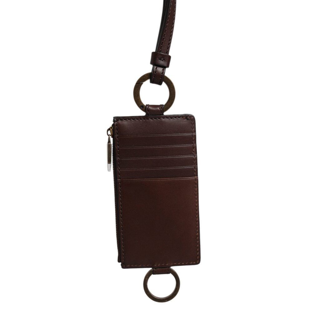 Dolce & Gabbana Dolce & Gabbana Brown Calf Leather Lanyard Logo Card Holder Size ONE SIZE - 4 Thumbnail