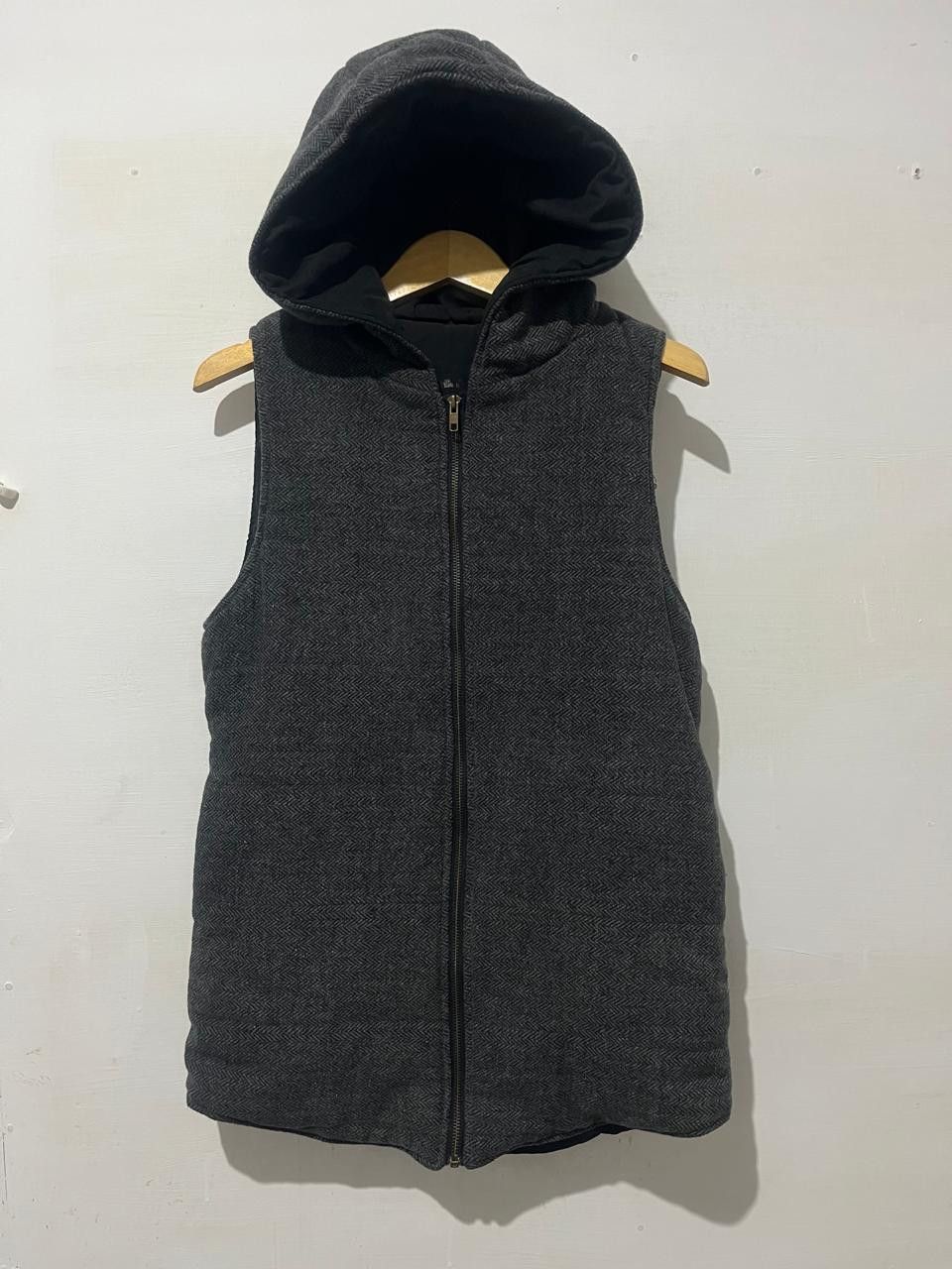 If Six Was Nine Lauren Herringbone Pattern Hooded Gilet Vest Grey Size US M / EU 48-50 / 2 - 1 Thumbnail