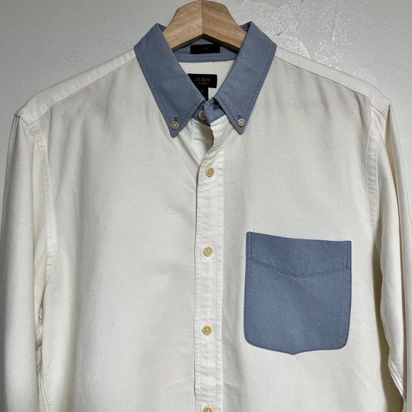 J.Crew J.Crew Slim Fit Oxford Shirt – White w/ Blue Collar – Size M Size US M / EU 48-50 / 2 - 8 Thumbnail