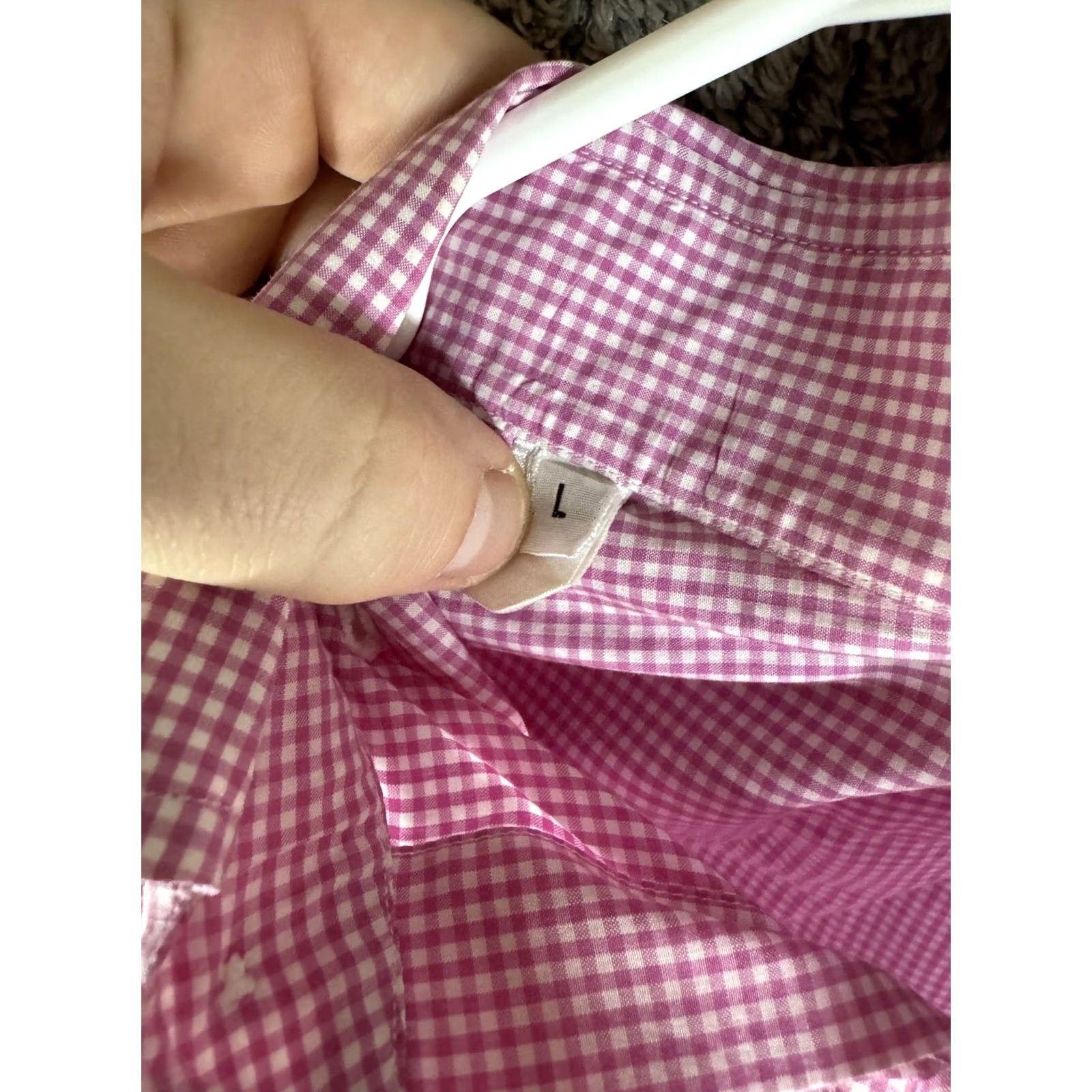 Vintage Truzzi Shirt Mens Large Pink Gingham Check Button-Down Dress Long Sleeve Size 42R - 6 Thumbnail