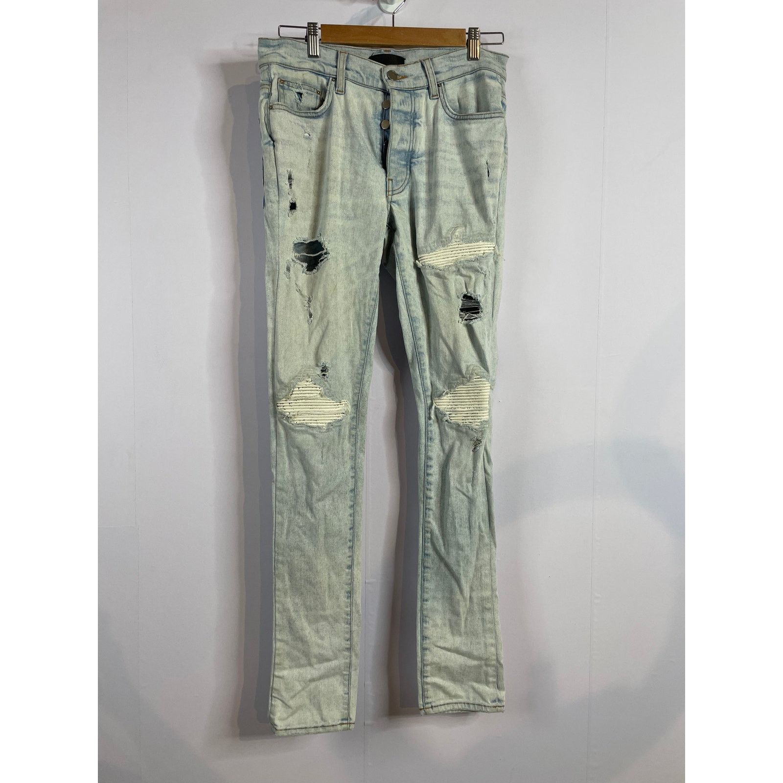 Amiri MX1 Light Wash Zebra Patch (Faded) Used 30 (Tailored)