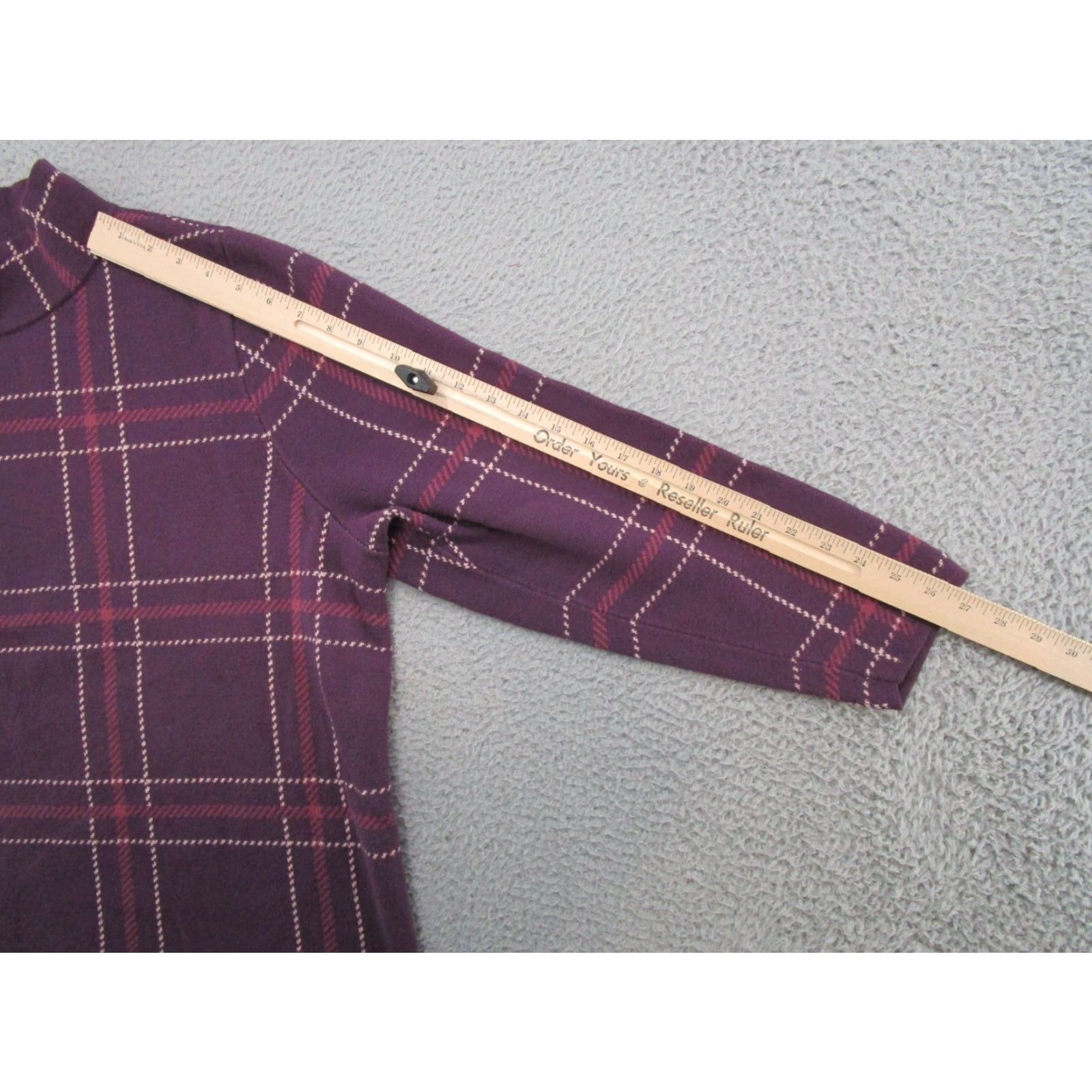 Lands' End Lands' End Purple Plaid Mock Neck Stretch Cotton Blend Sweater Plus Size 2X Women Pullover Size XXL / US 16-18 / IT 52-54 - 7 Thumbnail