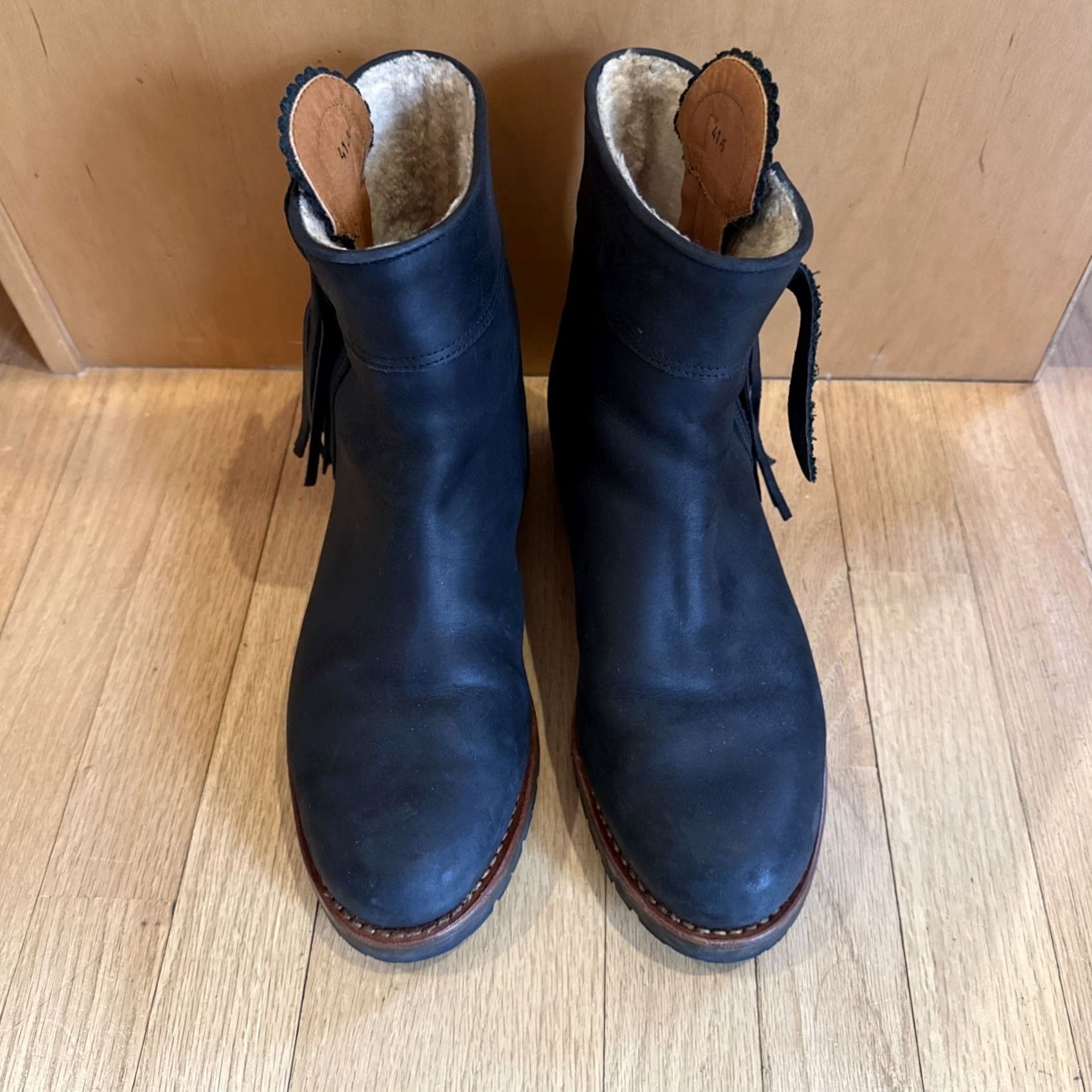 Vintage Penelope Chilvers Boots Womens Size 41.5 Black Suede Leather Tassel Zipper Casual Fall Winter 41.5 Mens? Size US 12 / IT 42 - 3 Thumbnail