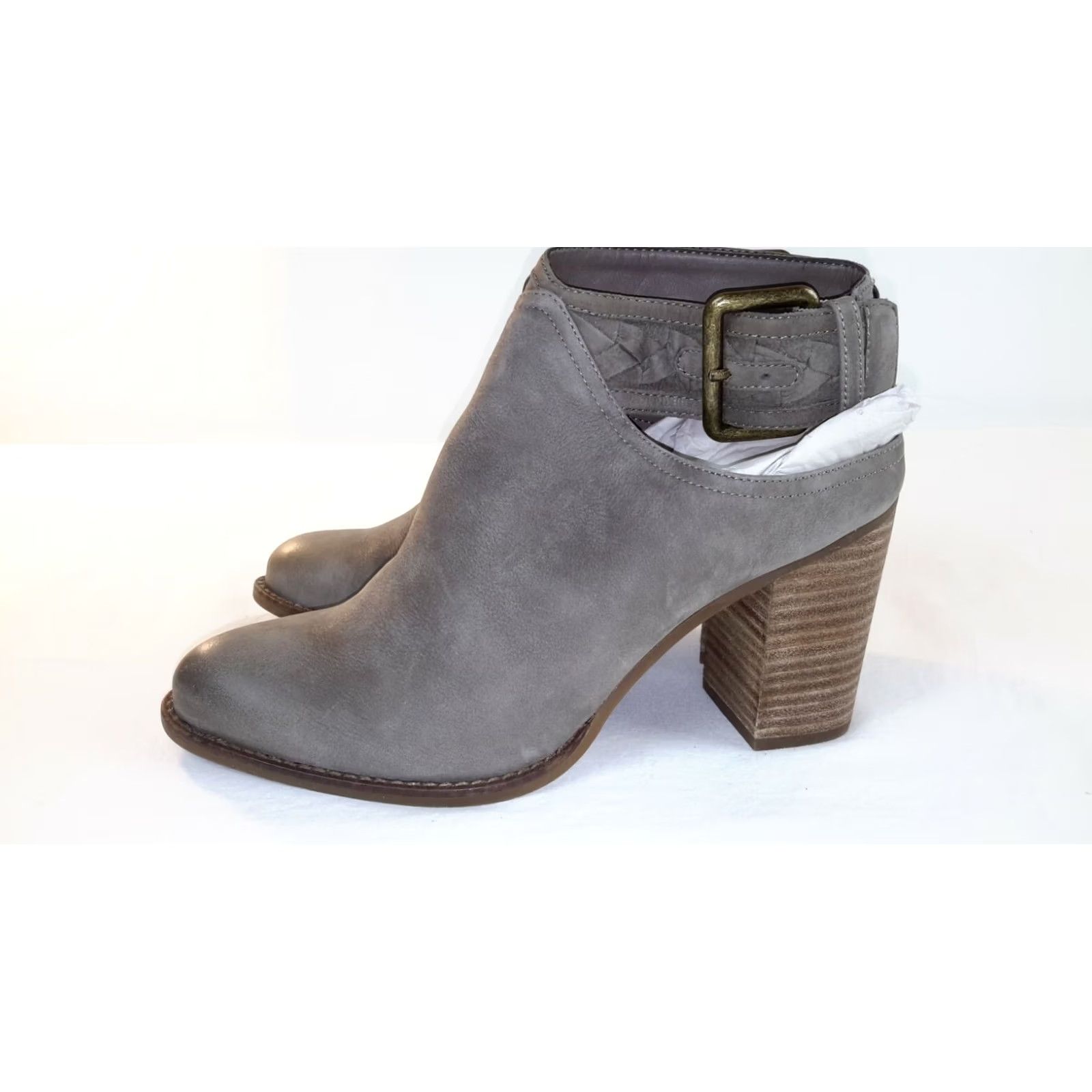 Aldo Aldo Womens 8.5 Taupe Suede Ankle Strap Buckle Block Heel Slingback Shoes - Size 8.5 US - 39 EU - Hippy Boho Style Size US 9 / IT 39 - 4 Thumbnail