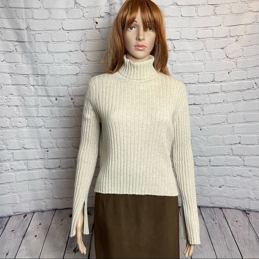 Other Purecashmere NYC Turtleneck Rib Sweater Oatmeal Cashmere Si Size S / US 4 / IT 40 - 3 Thumbnail