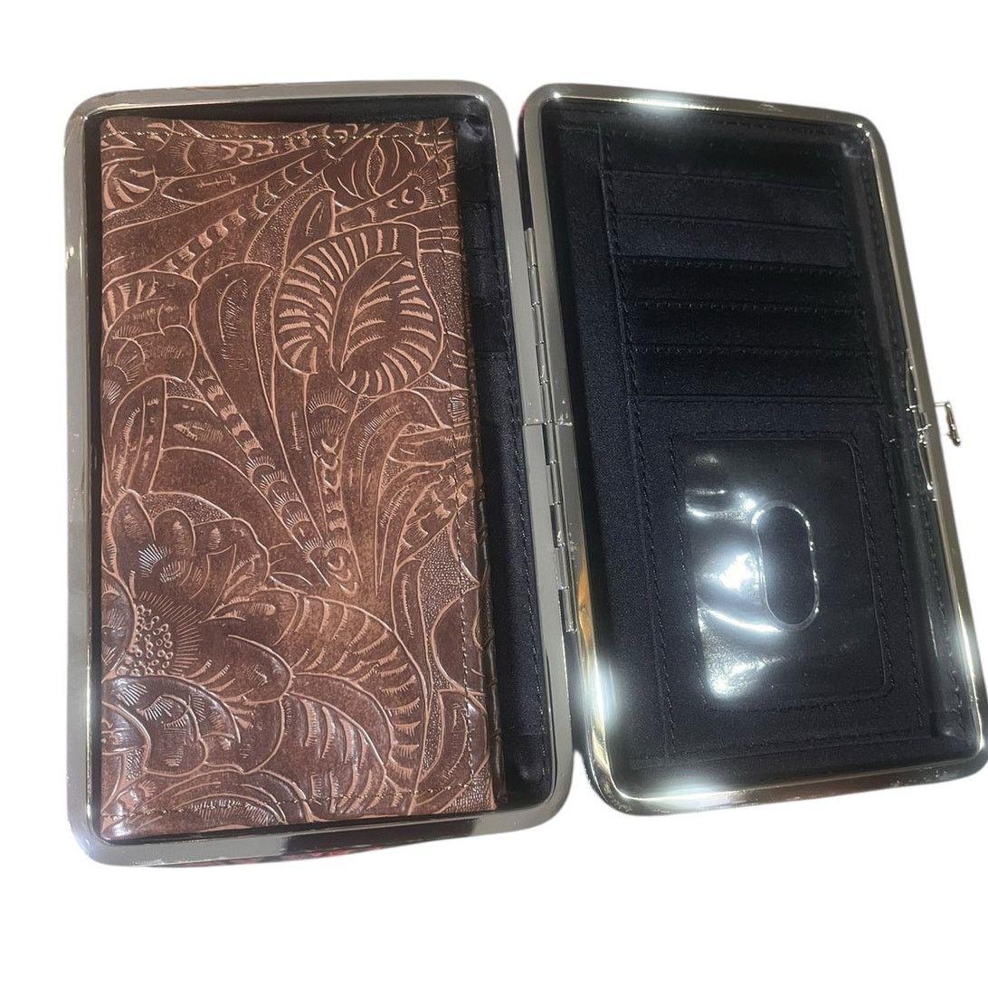 Other Mountain West Crystal Buckle Tooled Leather Wallet Clutch Size ONE SIZE - 3 Thumbnail